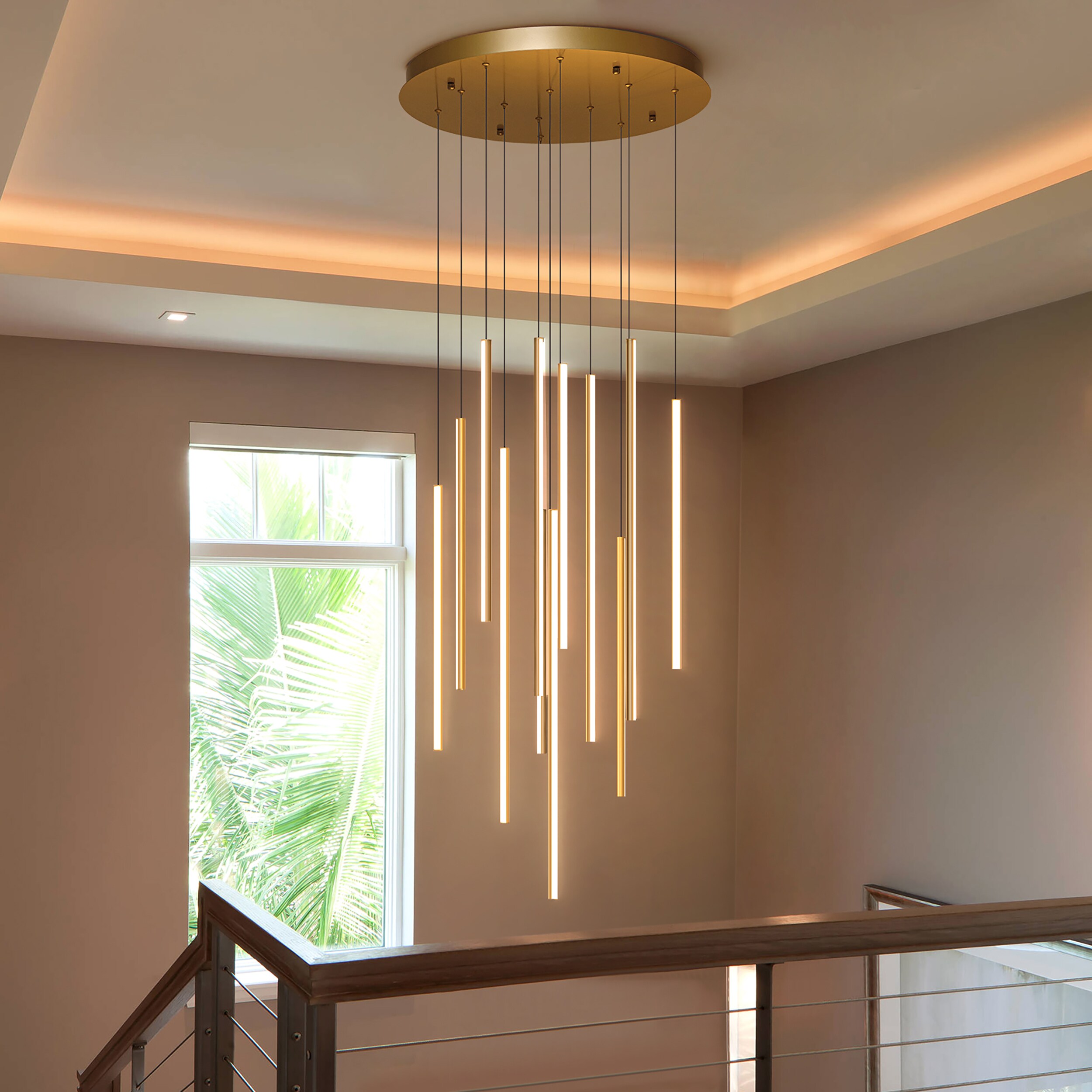 EDISLIVE Y81010000052688 12 -Light Gold Modern/contemporary Linear Integrated LED Large Hanging Pendant light