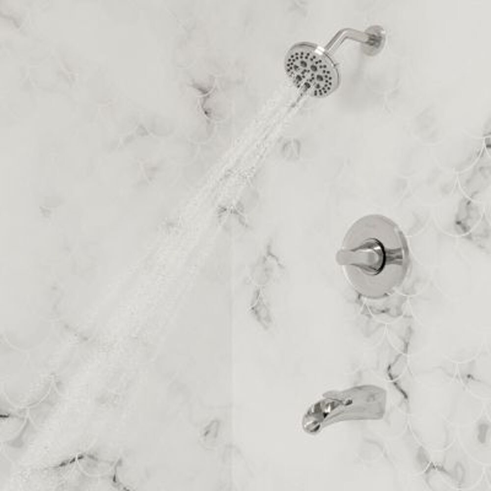 Polished Chrome Wall Mounted Tub and Shower Faucet with Pulse Rain Jet