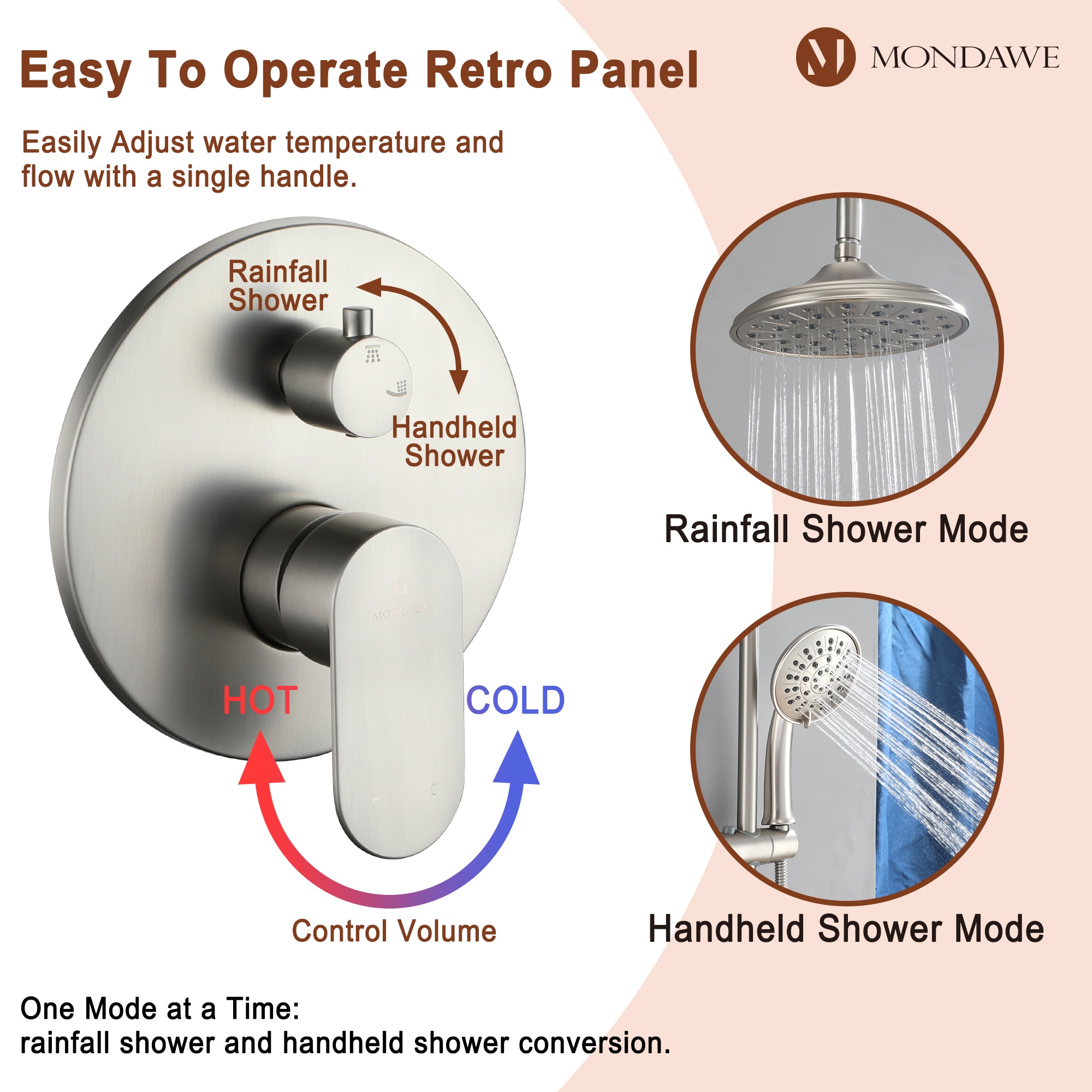 Mondawe MD-A3815-BN Showerhead-Bar-Panels - View #5