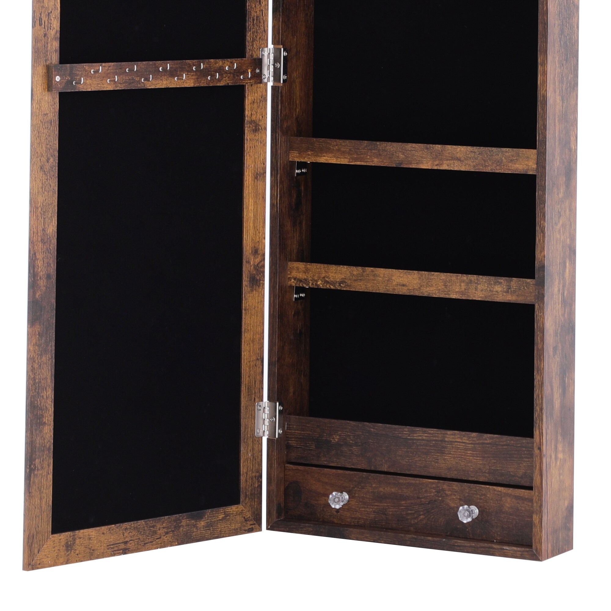 GZMR Jewelry Storage Mirror Cabinet Brown Jewelry Armoire in the Jewelry  Armoires department at