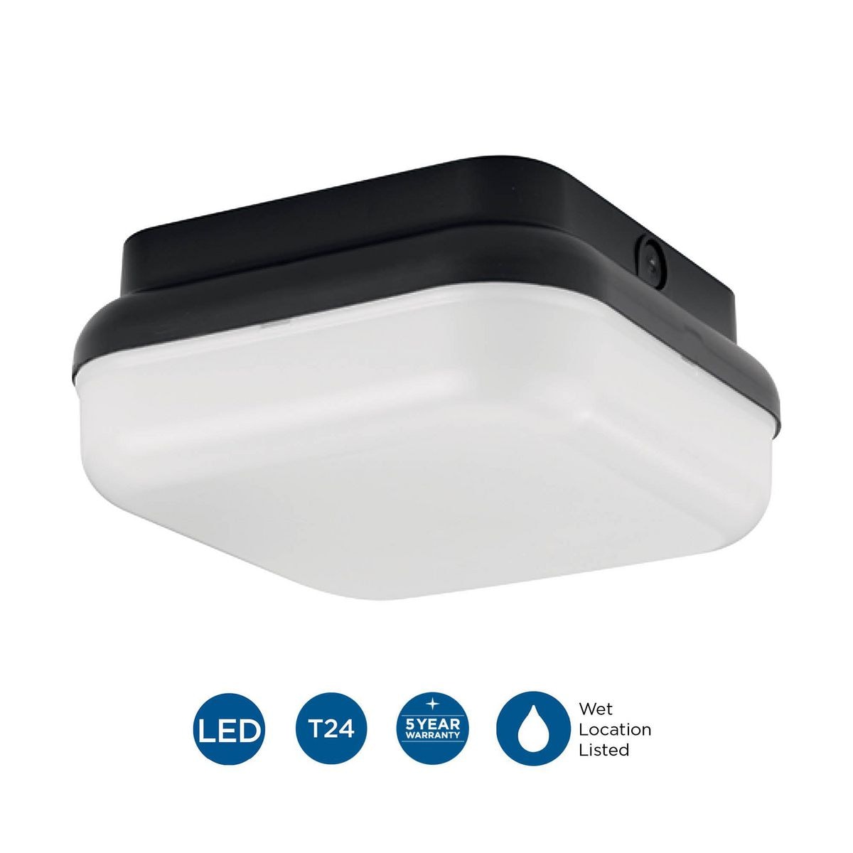 Black and White Glass LED Square Flush Mount Light