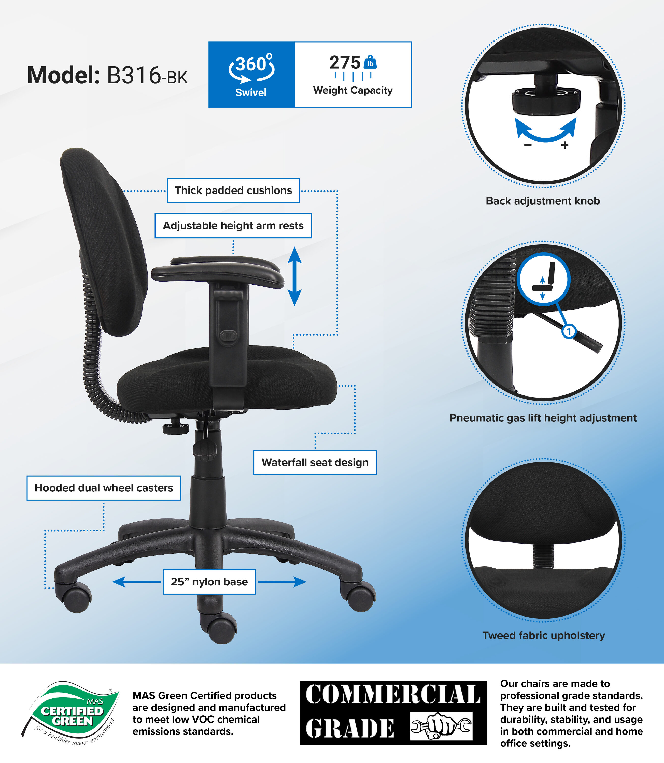 Boss Office Products B316-BK Office-Chairs - View #8