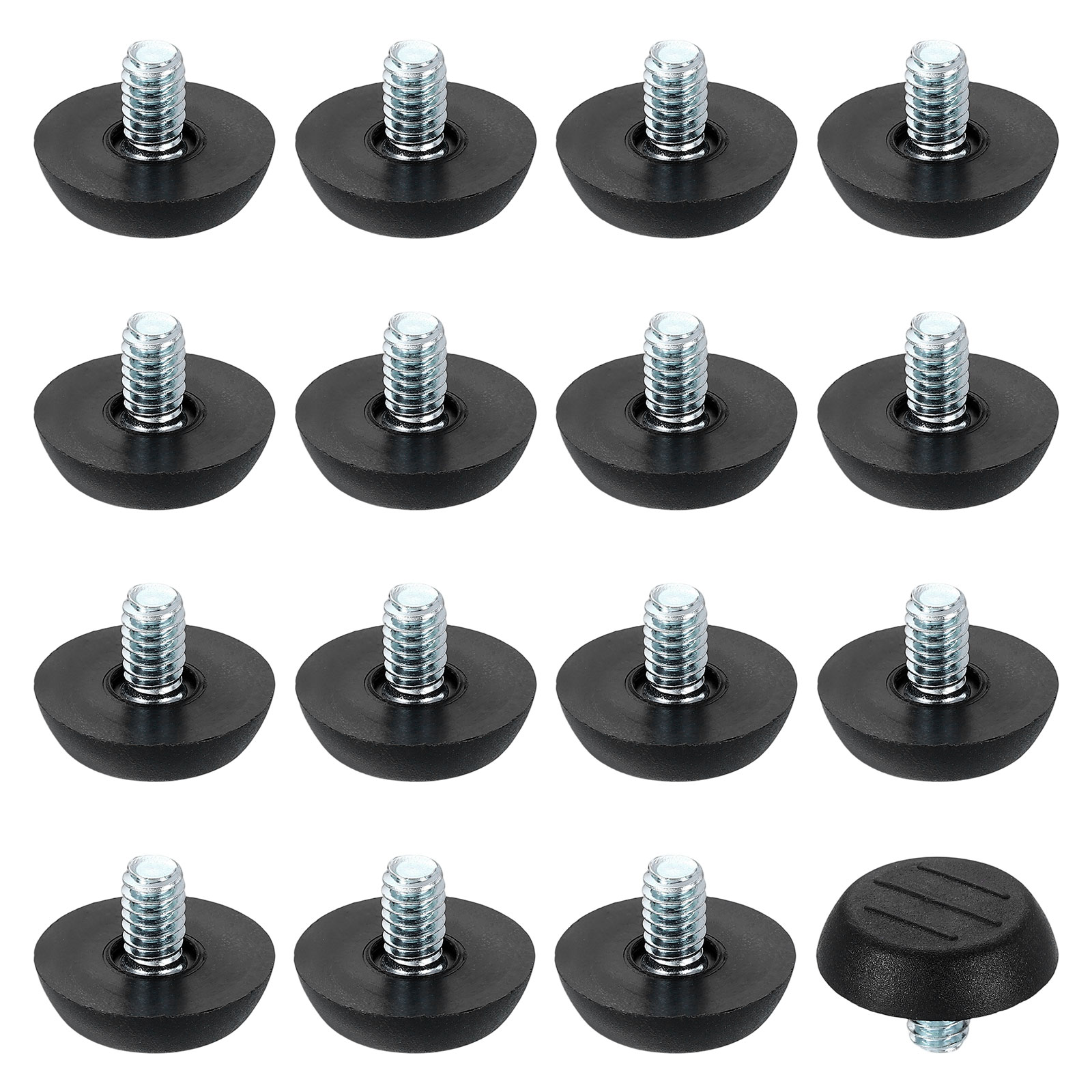 Unique Bargains 16pcs 1/4-Inch Thread Furniture Feet Levelers 23x10mm Adjustable Leveling Table Feet Screw on Furniture Glide Leveling for Chair Stool Legs Black