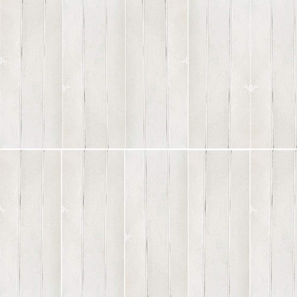 The Tile Life SGLOW0218BI Sample - Aria Bianco 2-in x 18-in Glossy Porcelain Subway Floor and Wall Tile