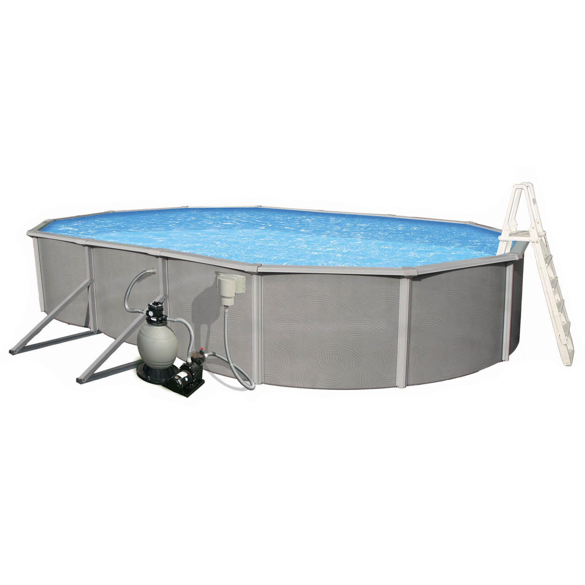 Belize 33' x 18' x 52" Oval Steel Above-Ground Pool with Pump and Filter