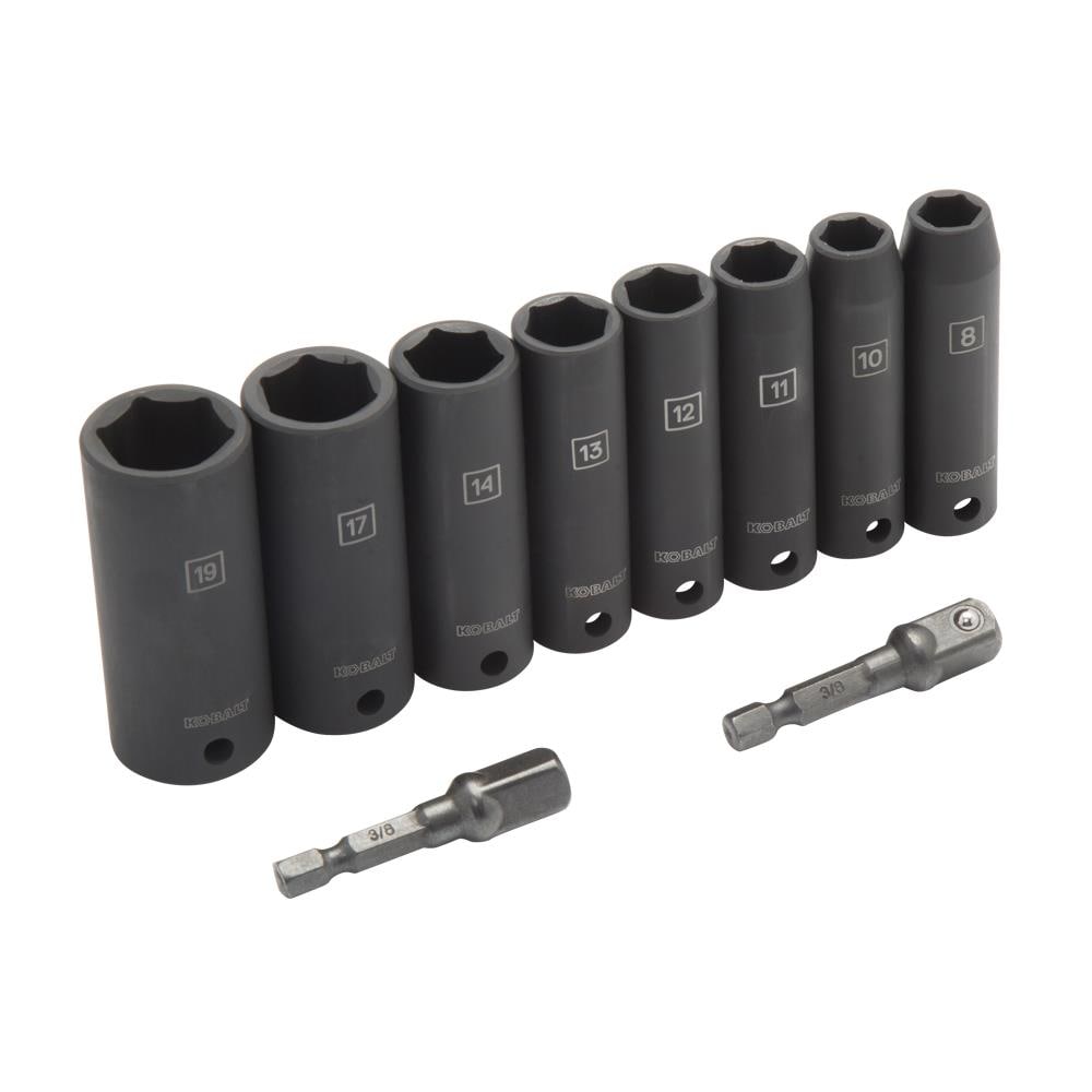 10pc kit 10mm 24mm AT061 3/8 sockets impact/metric/deep 