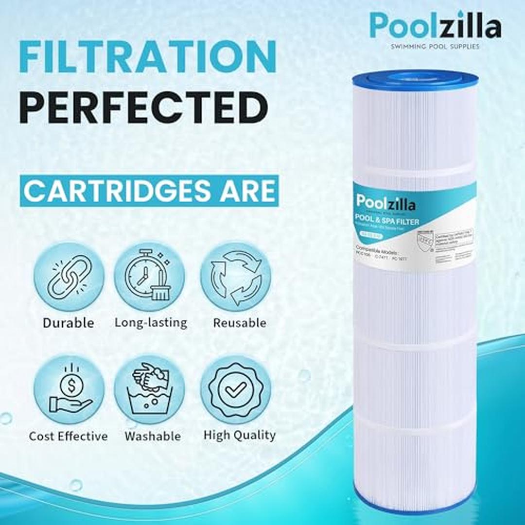 Poolzilla 4 Pack Pool Filter Cartridge Compatible with