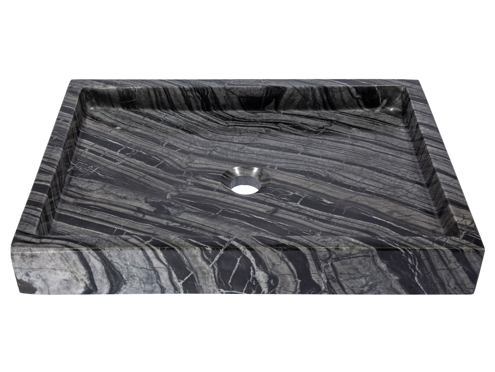 Charcoal Gray Stone Rectangular Vessel Bathroom Sink