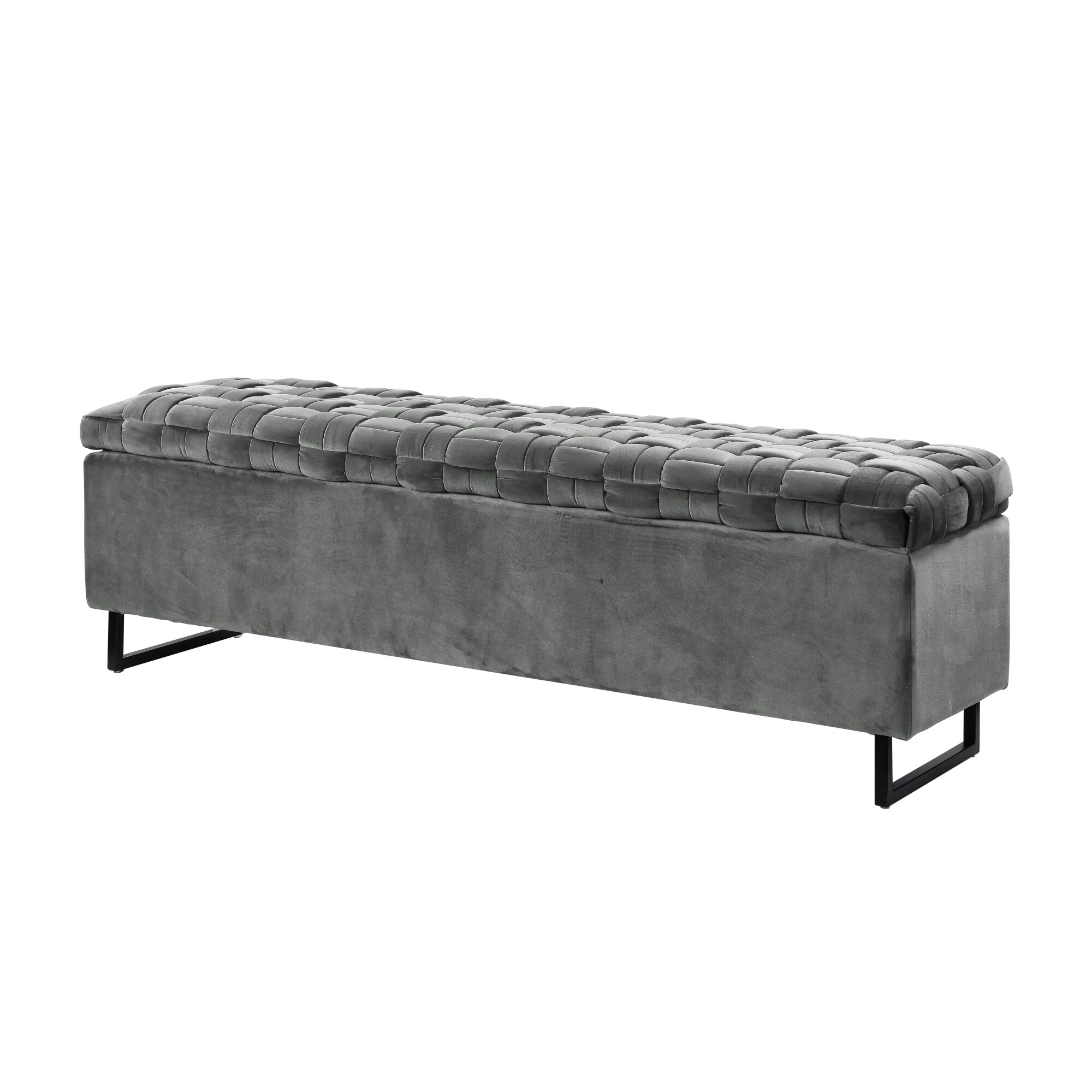 23.6 Modern Upholstered Gray Shoe Rack Flip-Top Entryway Bench with Open Storage