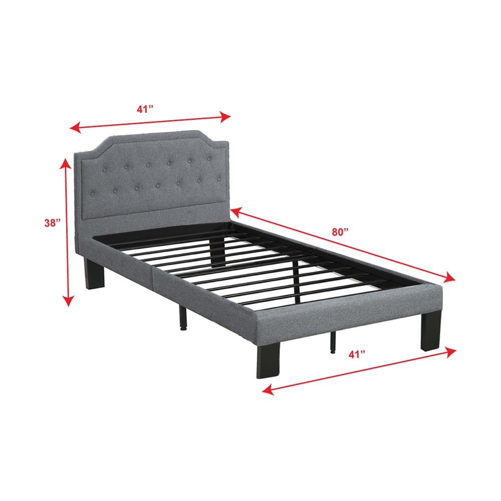 Poundex Blue Grey Twin Composite Tufted Bed at Lowes.com