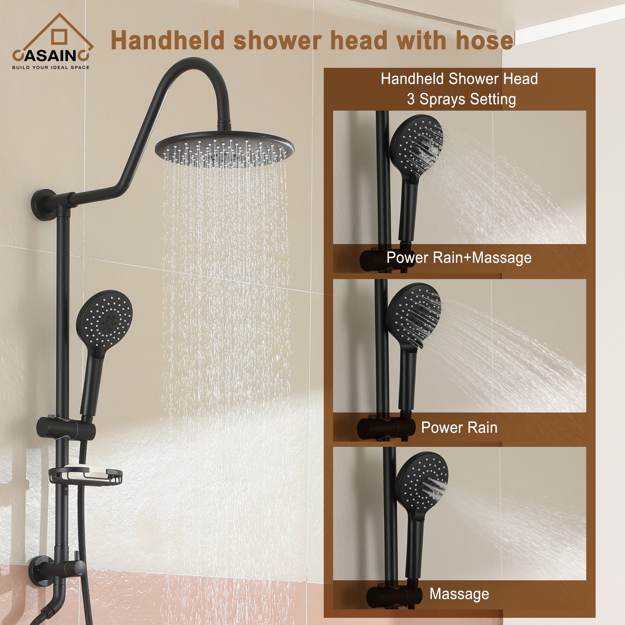 CASAINC CS1914-MB Showerhead-Bar-Panels - View #8