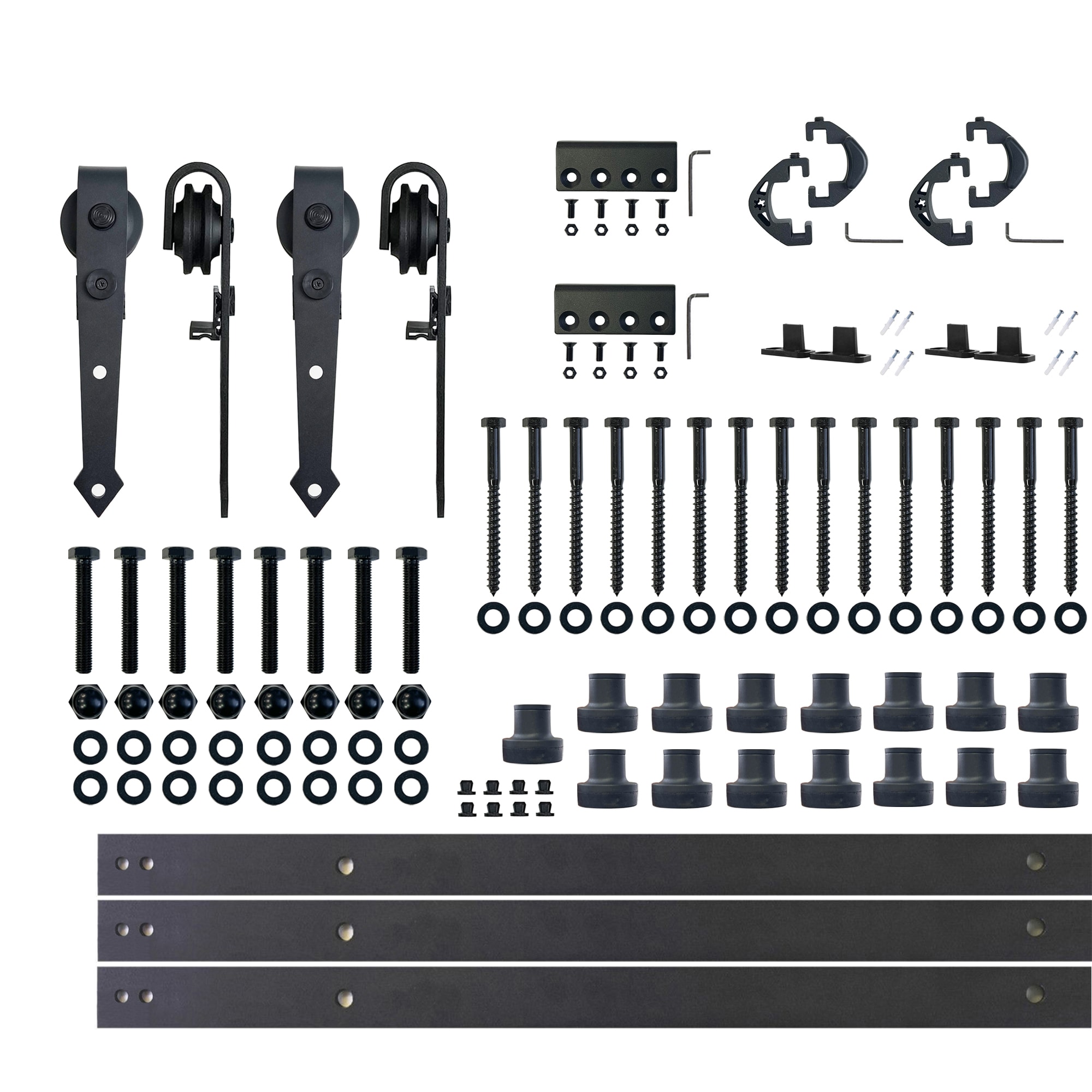 HOMACER JT2TGH240C 240-in Rustic black Black Indoor Arrow Double Barn door hardware kit