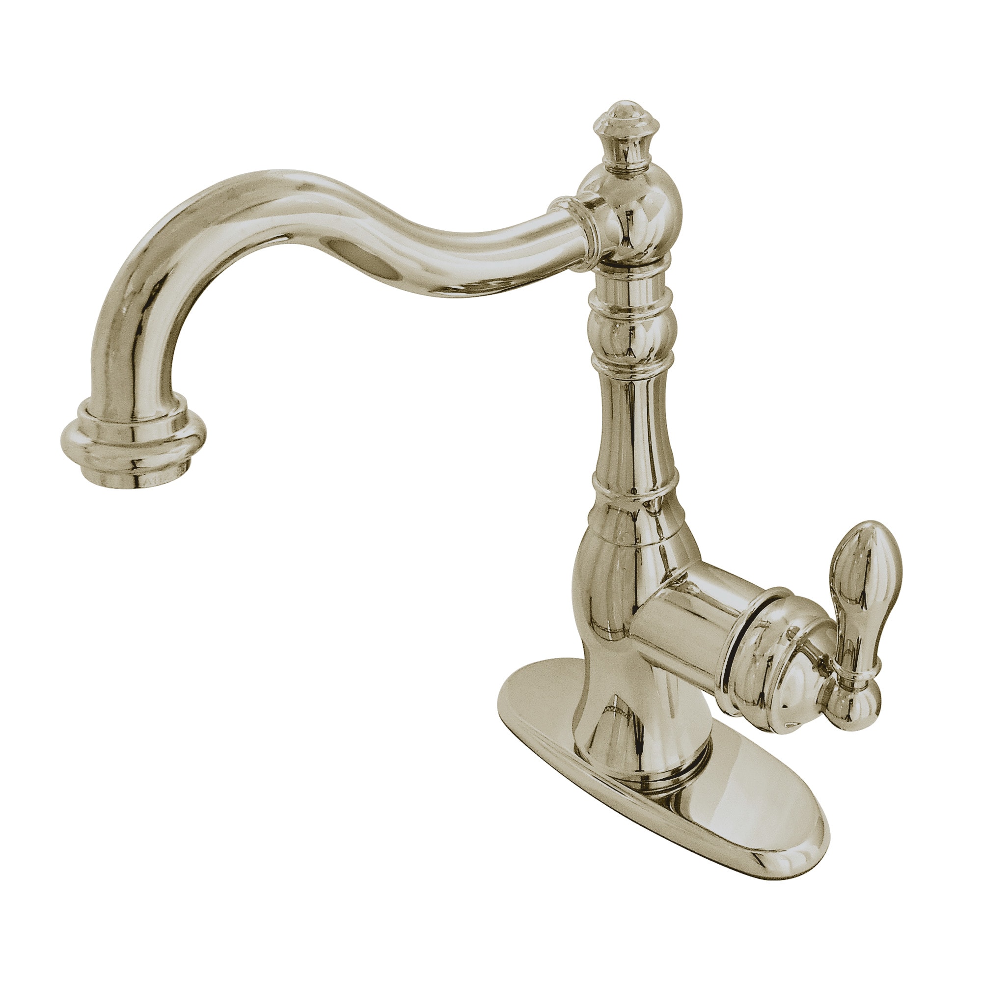 Kingston Brass WLGSY7738ACL American Classic Brushed nickel Single Handle Deck-mount Bar and Prep Kitchen Faucet ( Deck Plate Included )