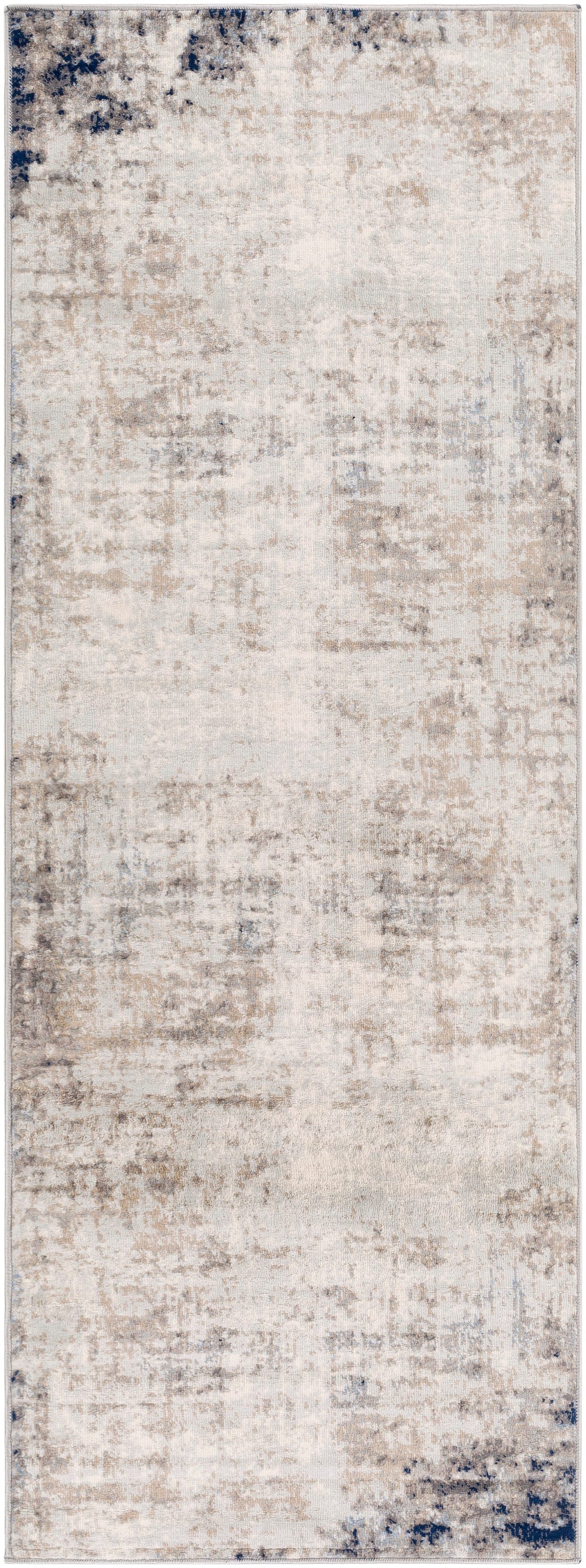 Livabliss ROM2315-2710 Roma 3 x 10 (ft) Loomed Polypropylene Light Gray, Ivory, Dark Blue, Gray, Ice Blue, Medium Gray Rectangular Indoor Abstract Mid-Century Modern Area rug