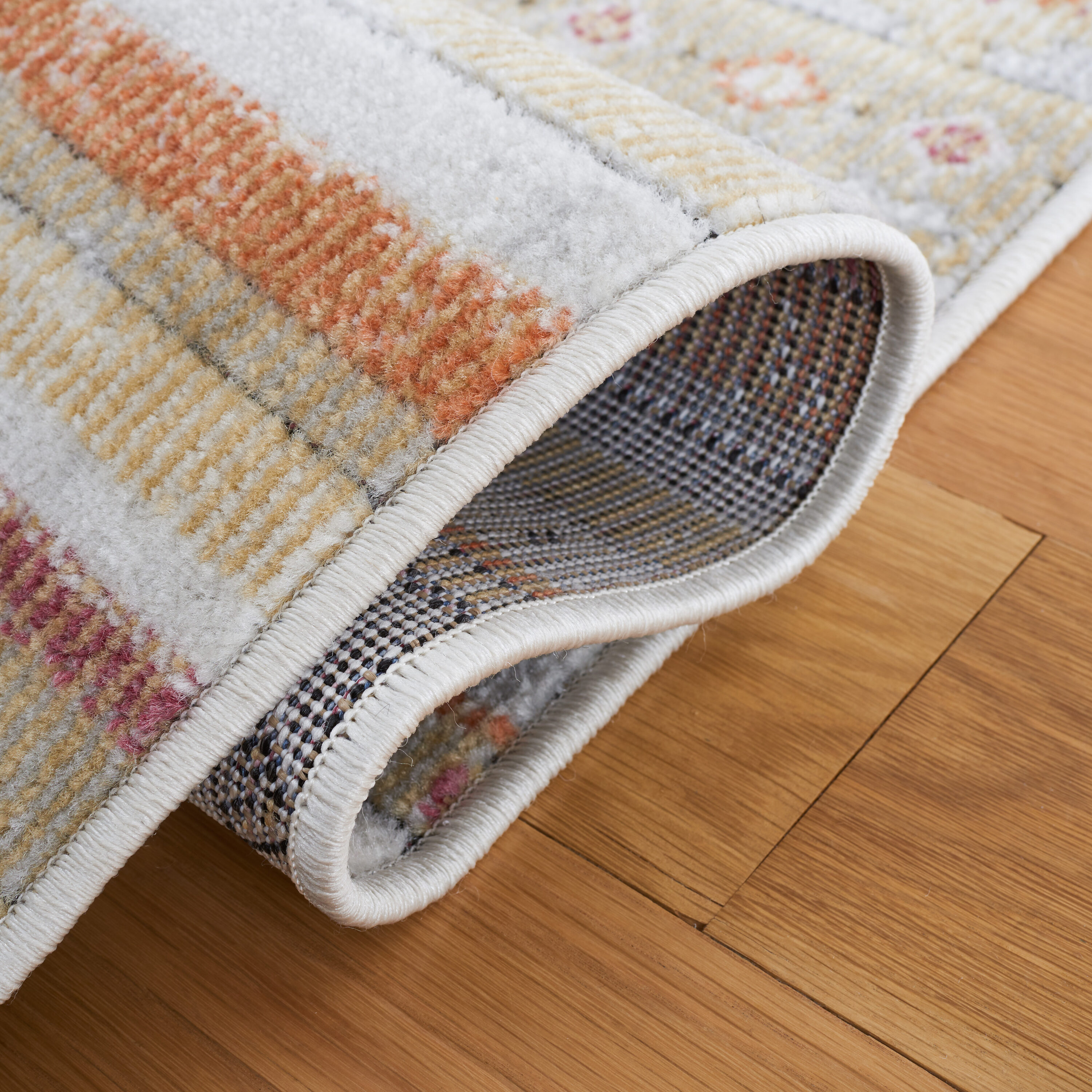 Ivory Beige Geometric Reversible Indoor/Outdoor Runner Rug