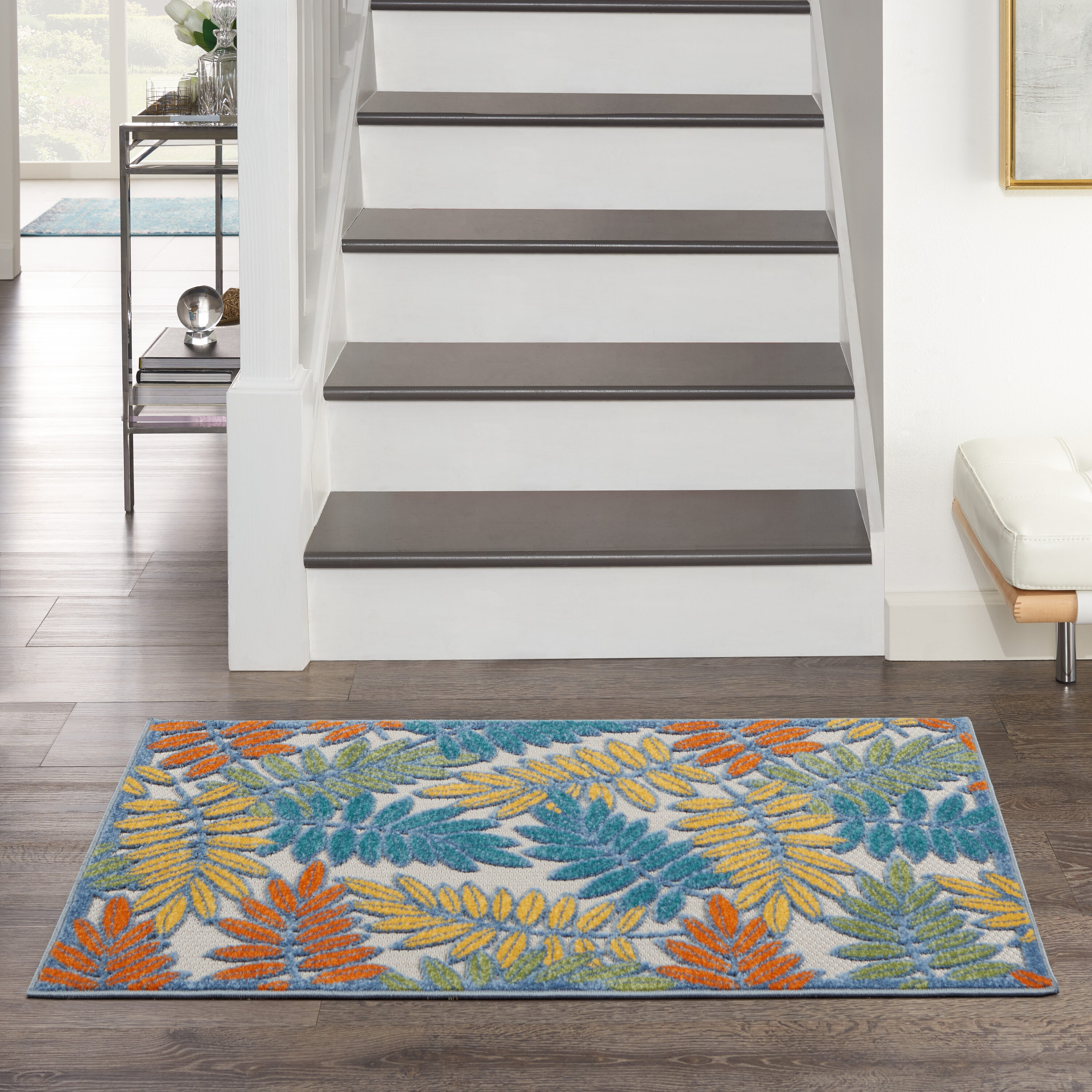 Nourison 099446827913 Aloha 3 x 4 (ft) Loomed Polypropylene Ivory/Multi Rectangular Indoor/Outdoor Floral/Botanical Tropical Area rug