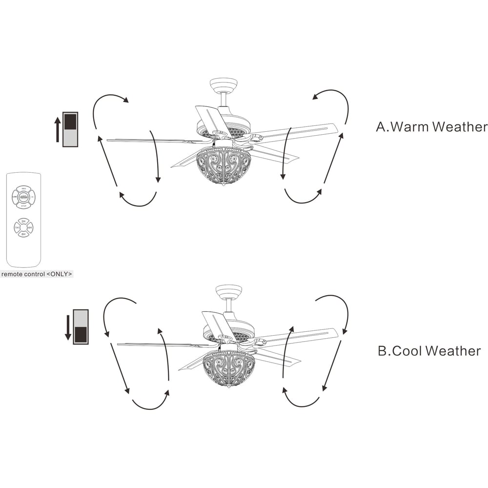 Bronze Crystal Chandelier Ceiling Fan with Remote, 48-inch