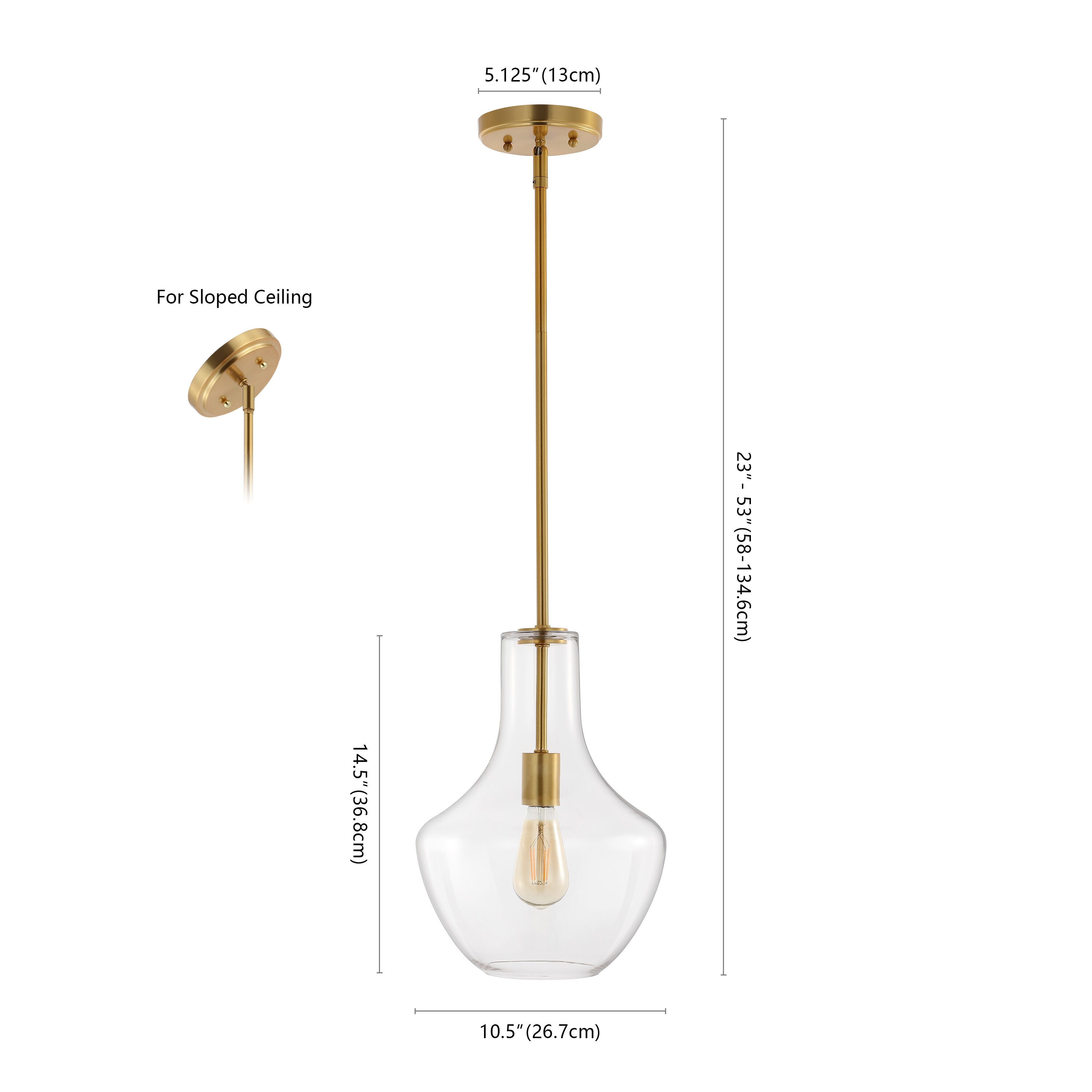 Watts 10.5" Gold and Clear Glass LED Pendant Light