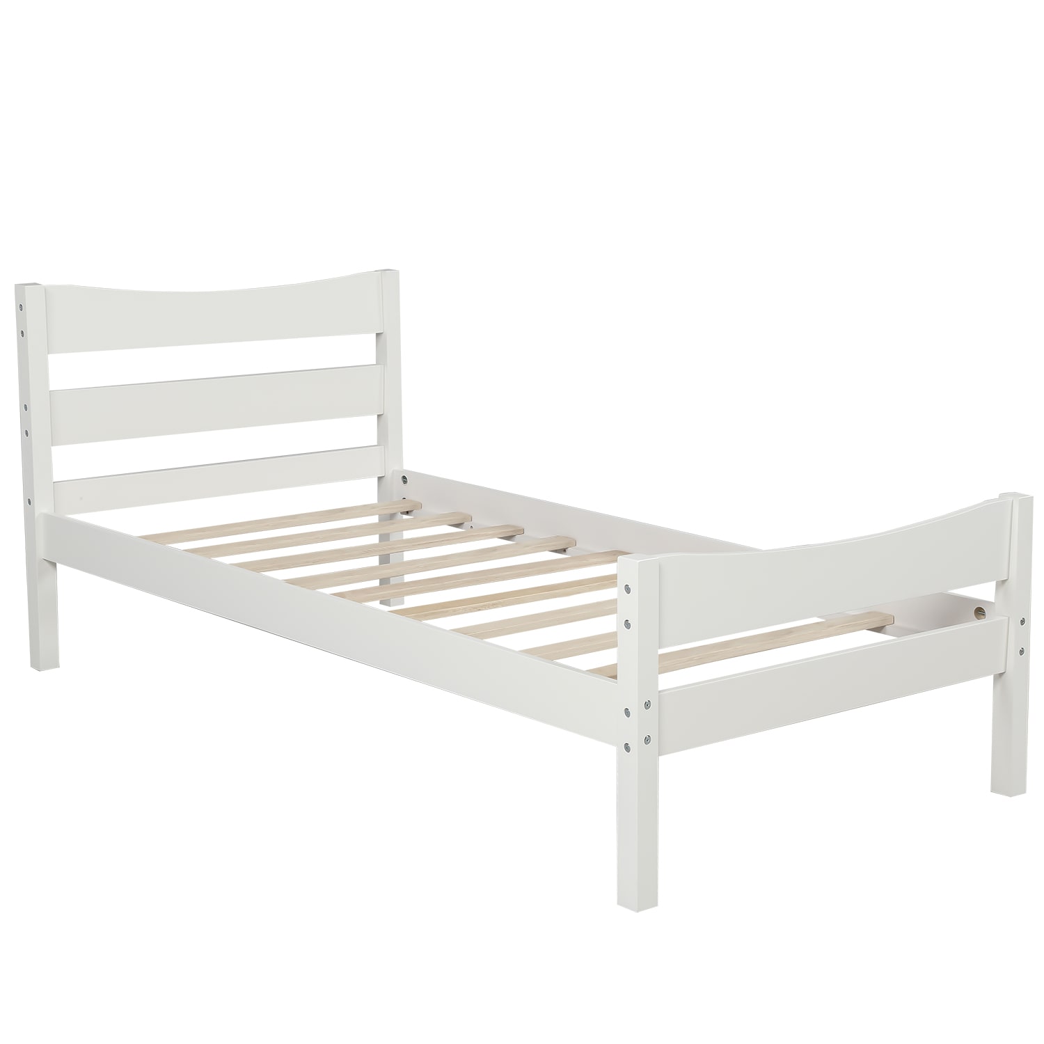 Clihome WM-1914WF18-AK Platform Bed White Twin Wood Platform Bed