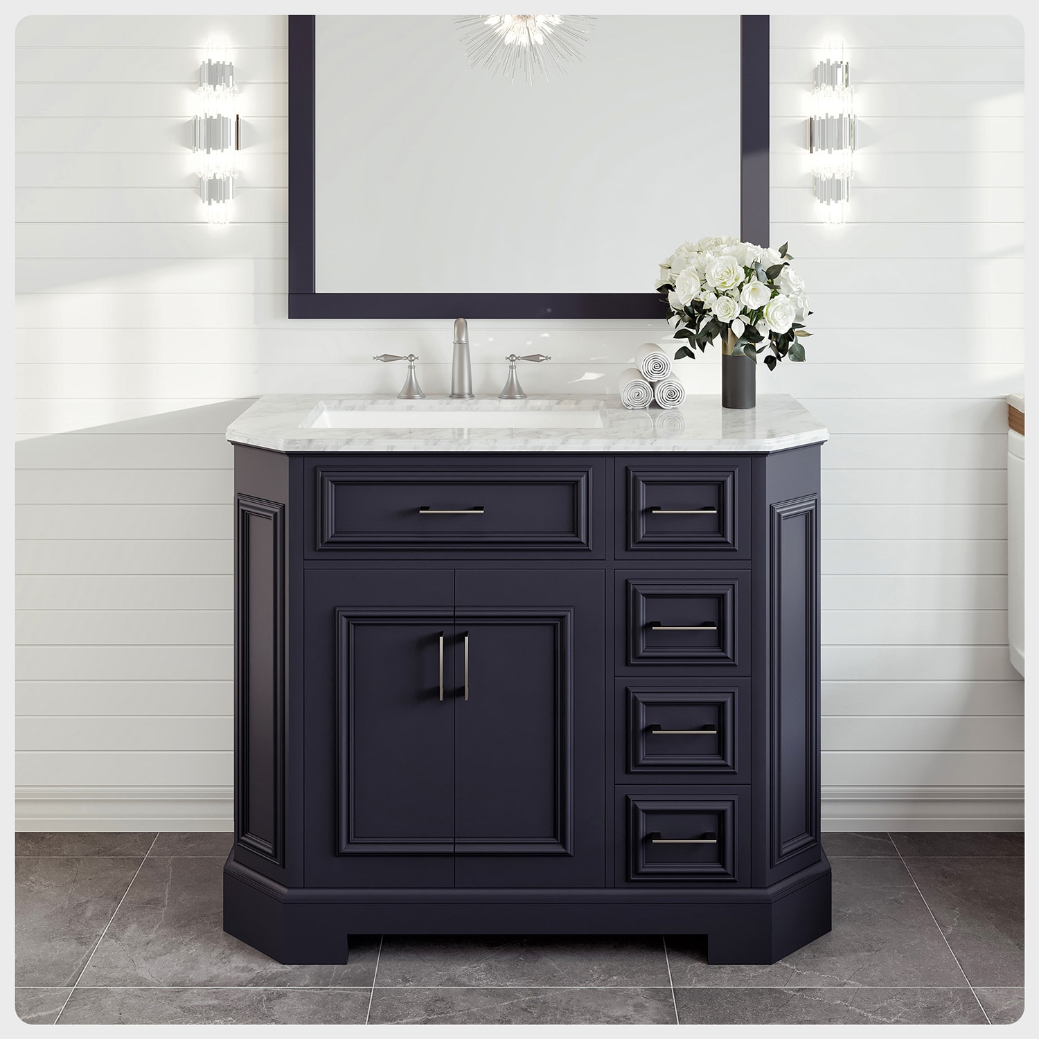 Eviva EVVN188-42DG This vanity is simply the highlight of is traditional family of vanitiies it has the best of both worlds practicality and elegance It features spacious storage spaces for everyday activities