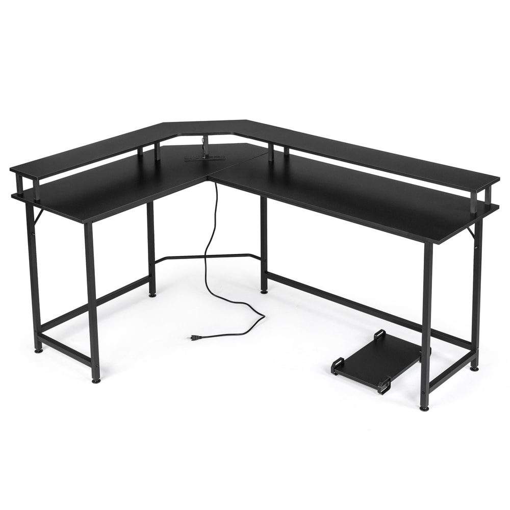 Winado LO1G52004067 66.14-in Black Modern/Contemporary L-shaped desk Hutch Included