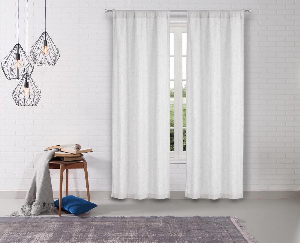 Duck River Textile DERSL=12 /16217 96-in Silver Semi-sheer Standard Lined Rod Pocket Curtain Panel Pair