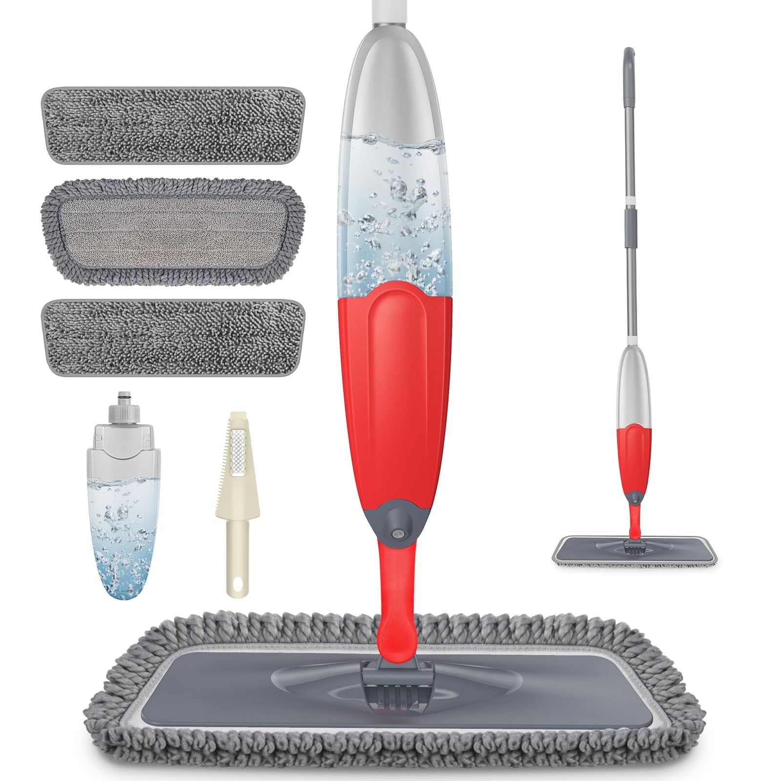 Yichuhaoxi Dust mop kit for hardwood floors laminate tile includes microfiber spray mop 3 washable reusable pads 1 Piece refillable bottle 360 degree