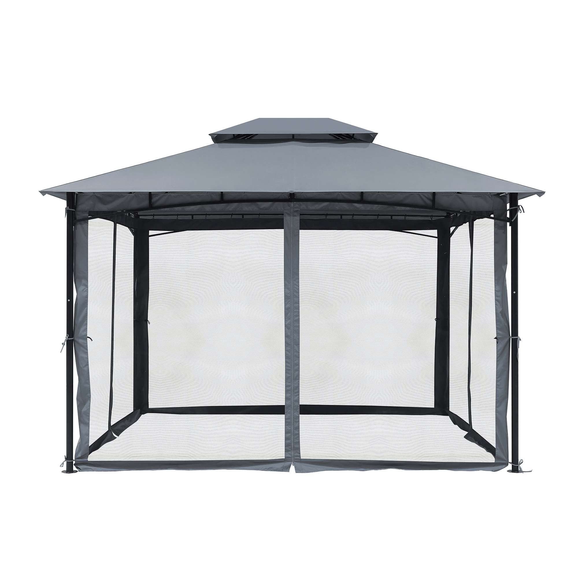 Bestier 10x12 ft Outdoor Patio Gazebo with Mosquito Netting Mesh Sidewalls Weather Resistant Fabric Pavilion