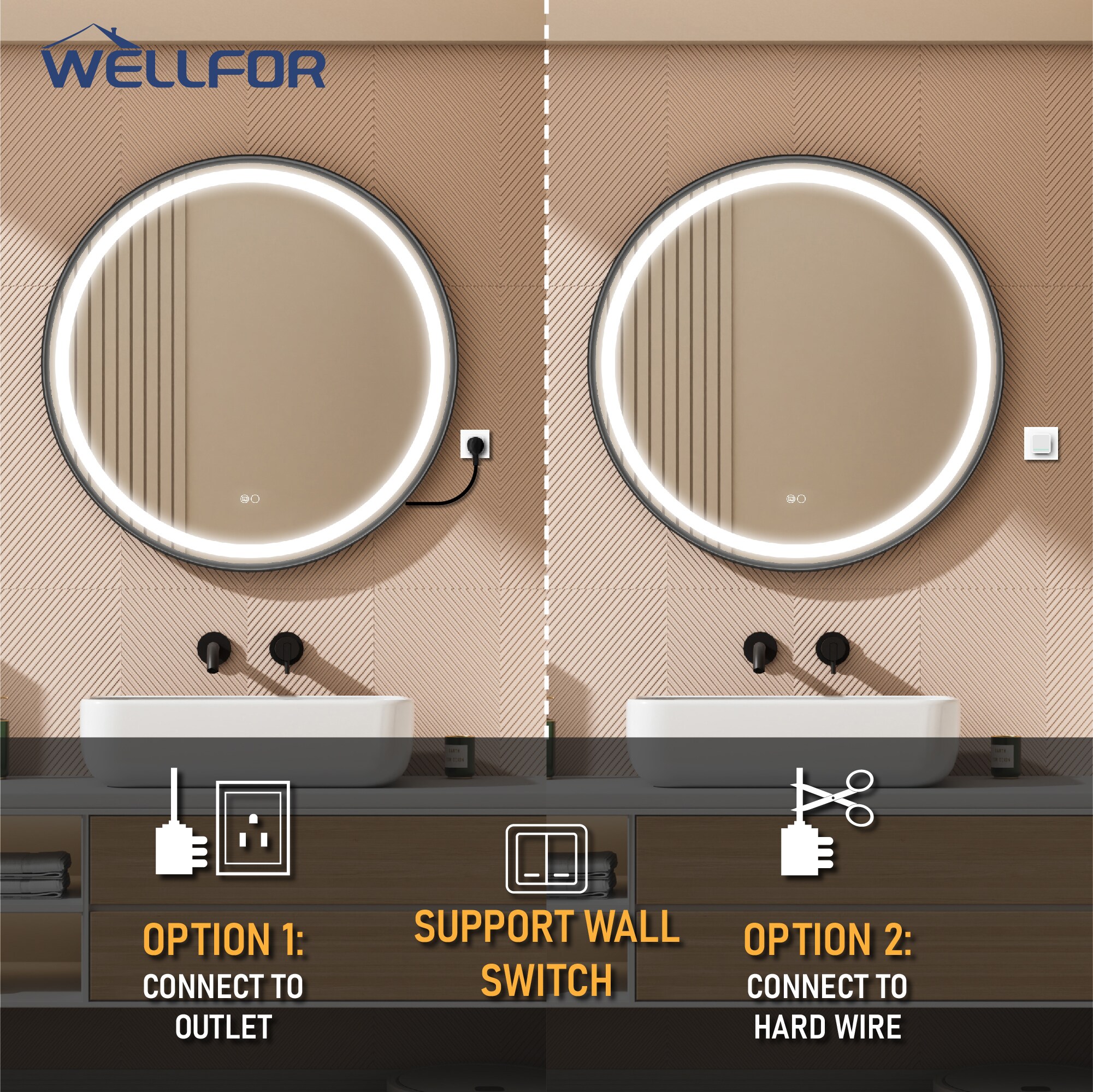 WELLFOR W9FM3232MB Framed-Bath-Mirrors - View #10