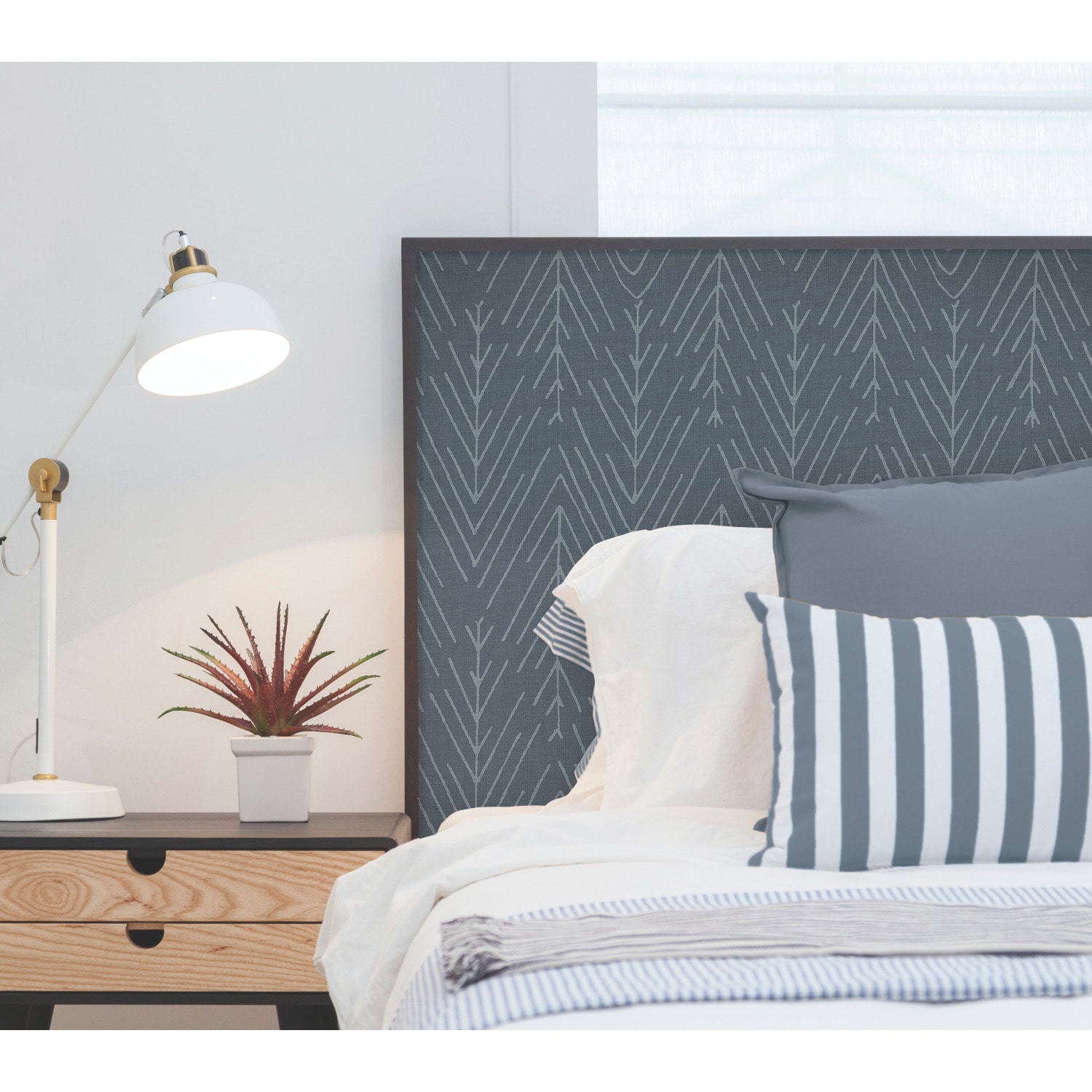 Navy and Gray Chevron Peel & Stick Wallpaper Roll
