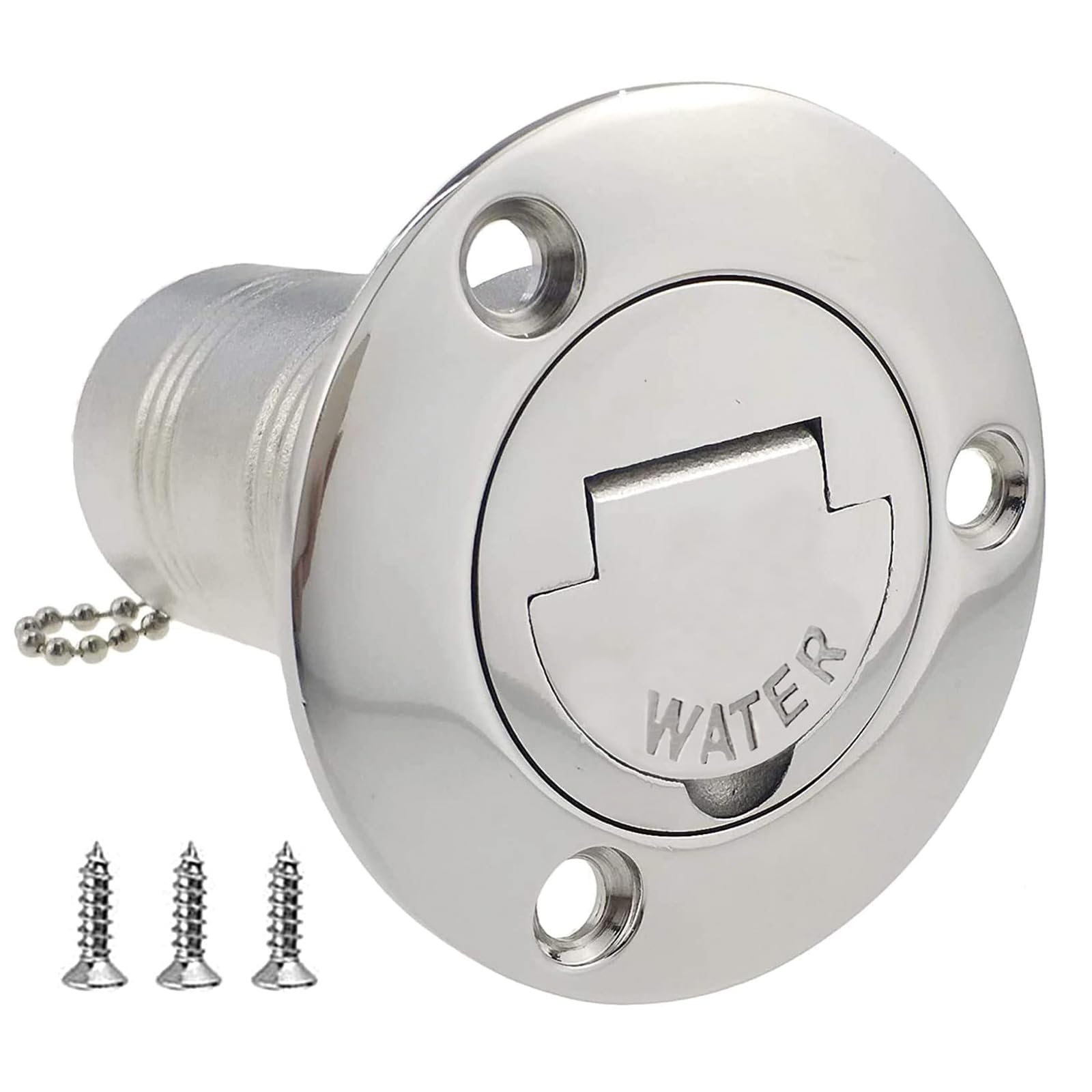 Phewnyzo  Marine Boat Water Deck Fill Filler with Keyless Cap One and One Half Inch Polished 316 Stainless Steel Hardware for Boat Yacht Caravan