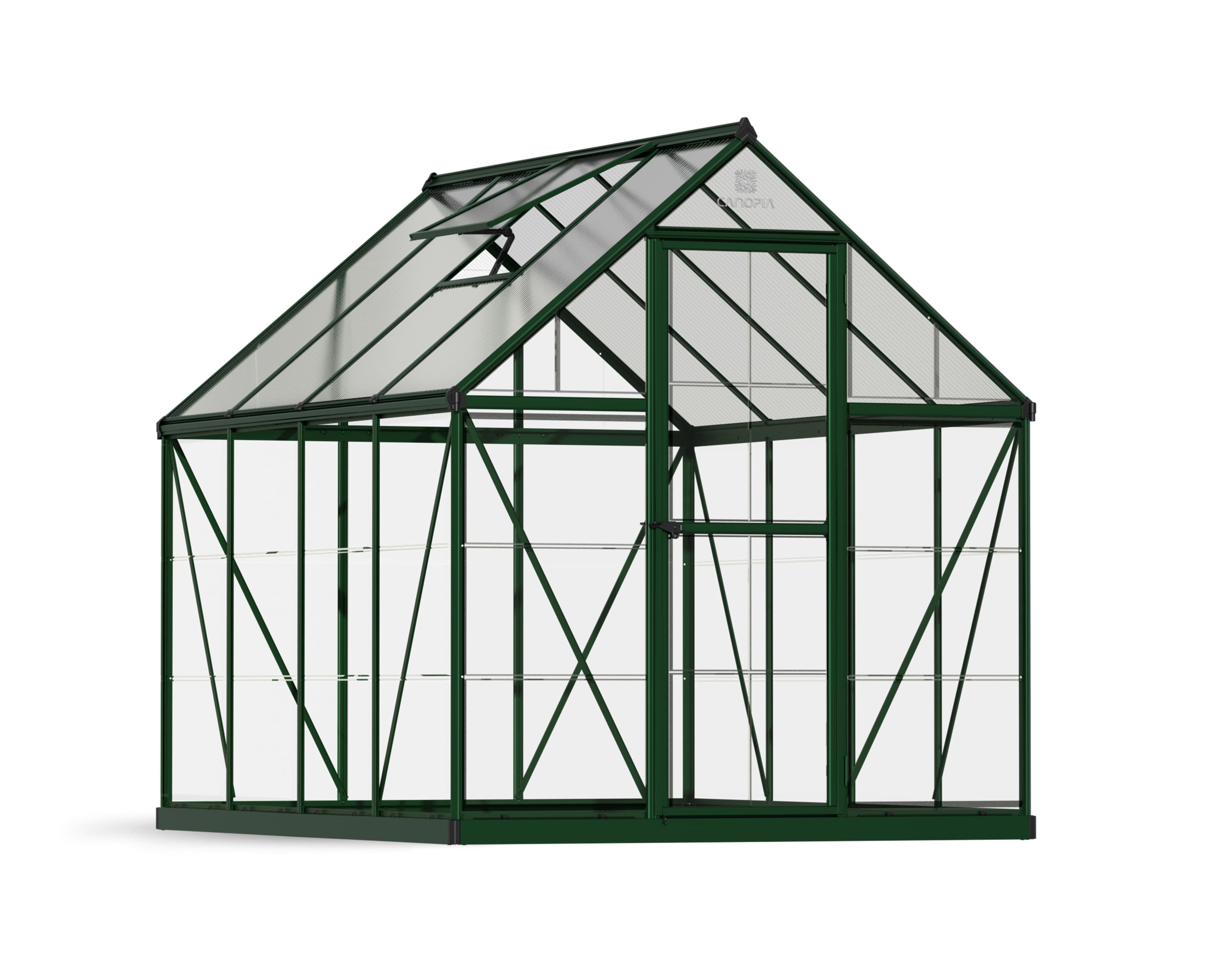 Canopia by Palram 705664 Hybrid 8-ft L x 6-ft W x 6.8-ft H Green Frame/Clear Panels Greenhouse Kit