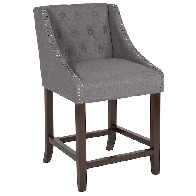 Counter Height Upholstered Bar Stool, Gray Padded Counter Stools