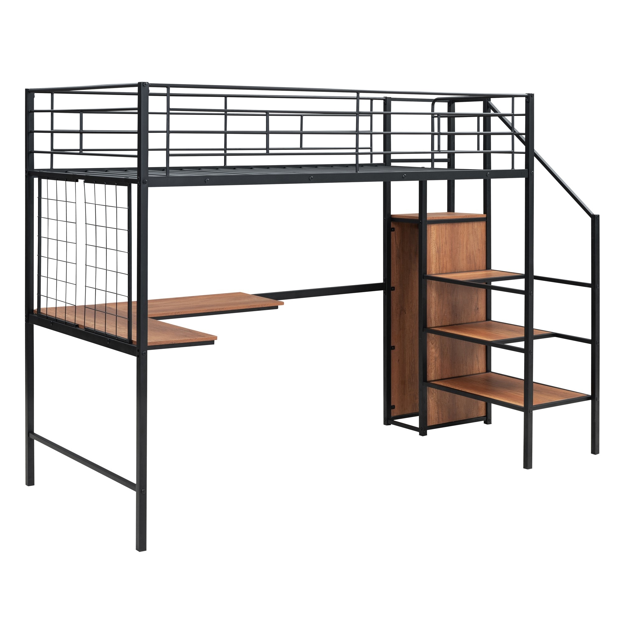 Yiekholo Black Twin Loft Bunk Bed in the Bunk Beds department at Lowes.com