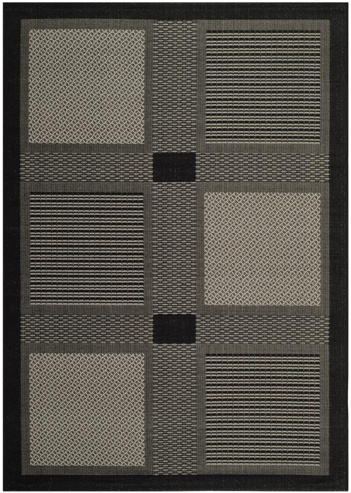 Safavieh CY1928-3908-9 Courtyard Checkmate 9 x 12 (ft) Loomed Polypropylene Black/Sand Rectangular Indoor/Outdoor Geometric Area rug