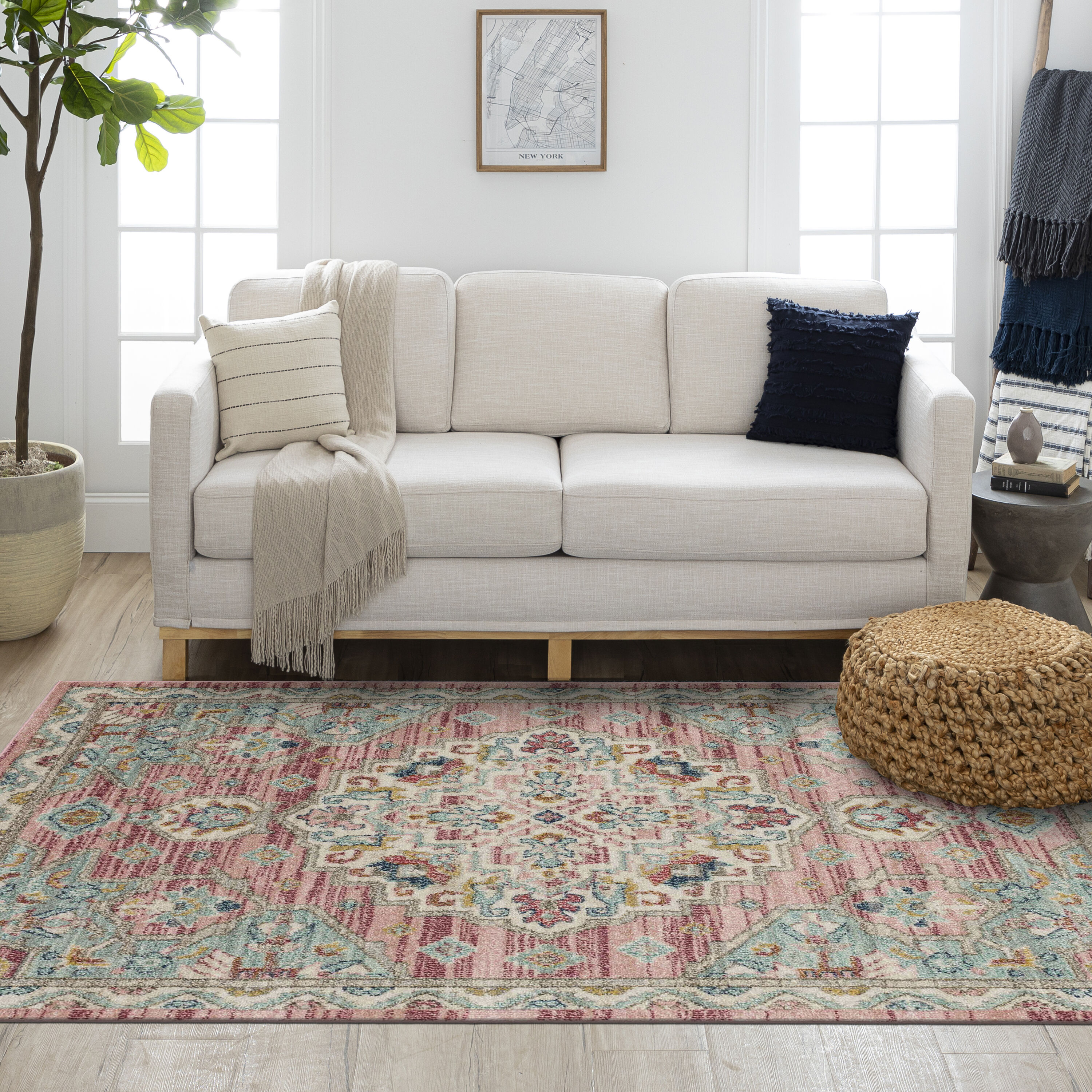 Mohawk Home EL308 201 023036 2 x 3 (ft) Polypropylene Pink Rectangular Indoor Oriental Area rug