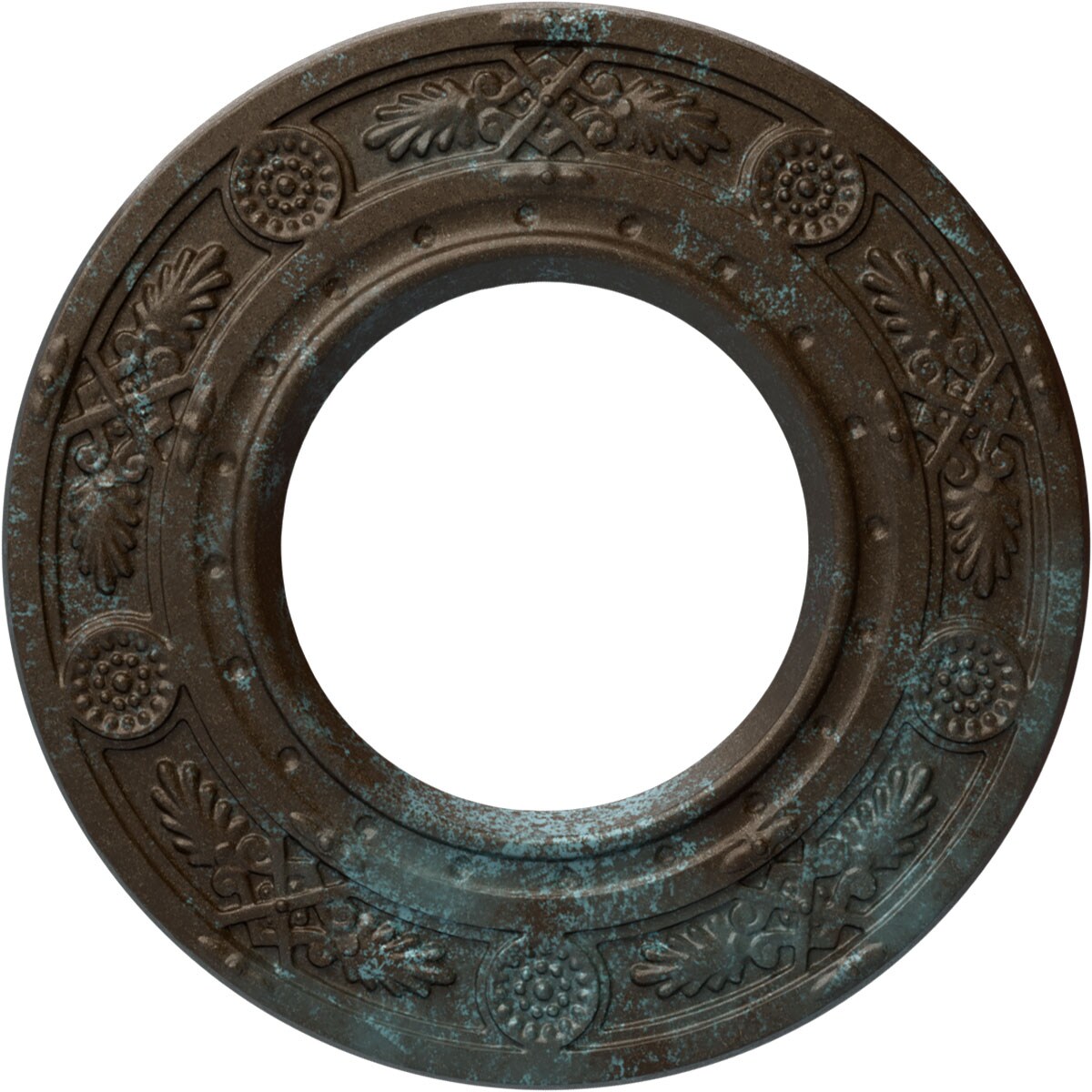 Ekena Millwork CM08DNBBS Daniela 8-in W x 8-in L Painted Bronze Blue Patina Polyurethane Whole Ceiling Medallion