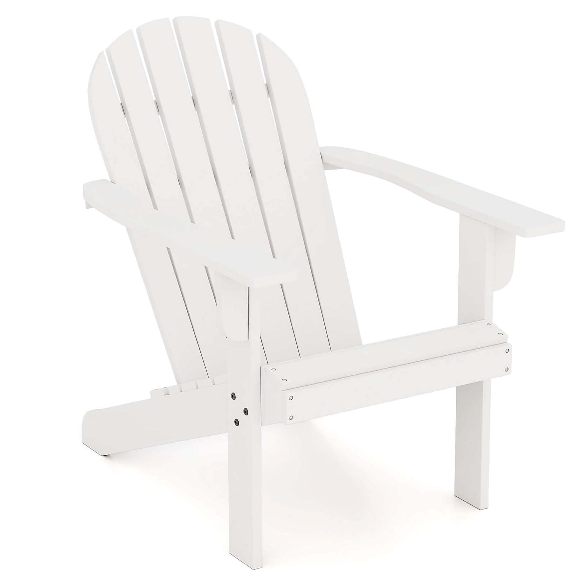 Costway HCST04349 White Wood Frame Stationary Adirondack Chair with Solid Seat