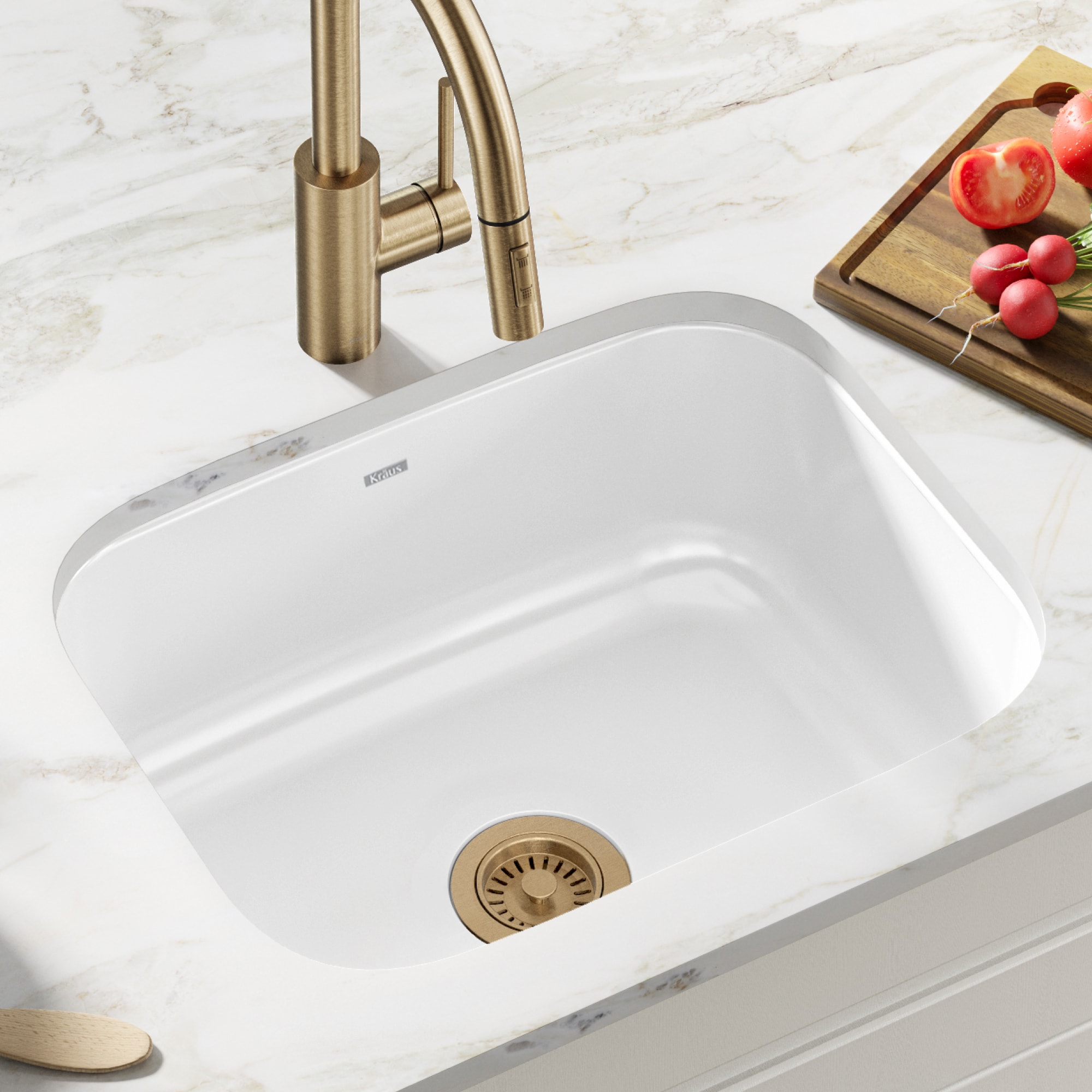 Kraus KEU12WHITE Pintura Undermount 23.0-Inches x 17.5-Inches Stainless steel Single bowl 16 -Gauge Kitchen Sink