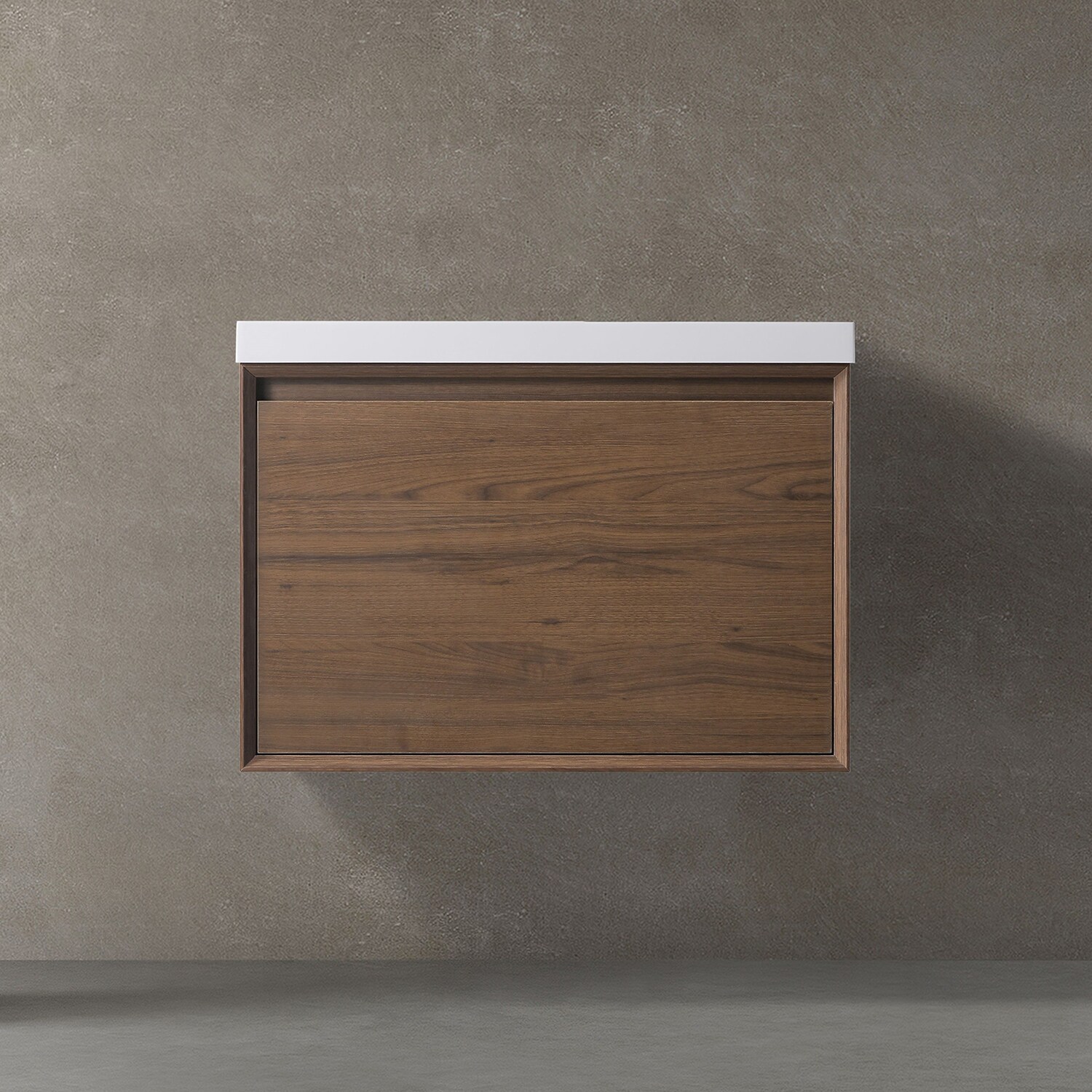 waterpar WPLO-BV53 30-in Brown Undermount Single Sink Floating Bathroom Vanity with White Solid Surface Top