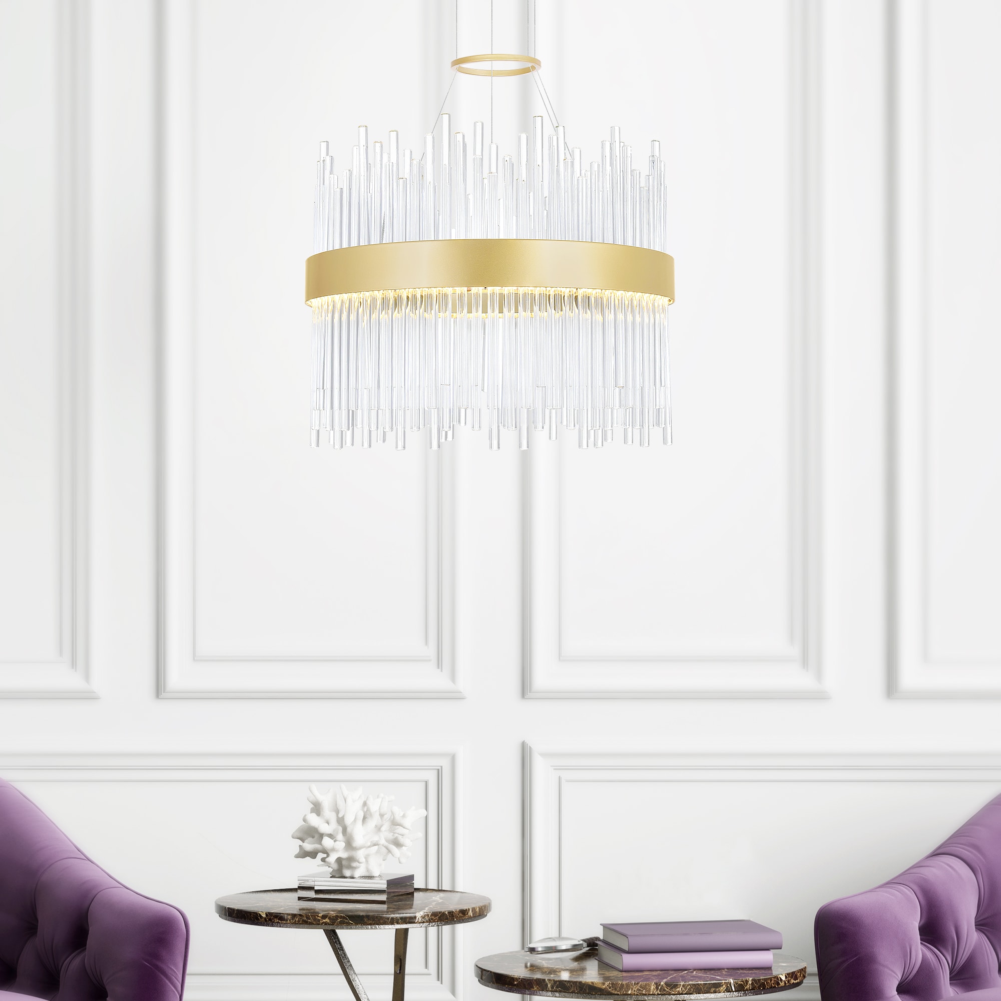 CWI Lighting 1063P16-169 Genevieve 1 -Light Gold Transitional Integrated LED For Use in Bedrooms, Dining Rooms, Foyers, Kitchens, Living Rooms Chandelier