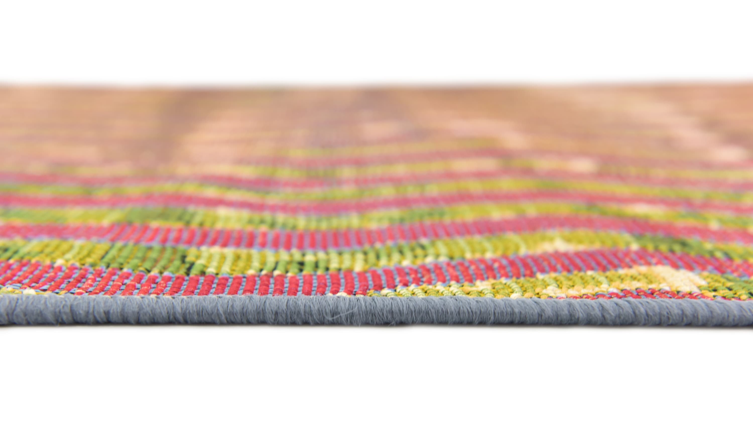 Vibrant Spectrum Stripe 2' x 6' Outdoor Runner Rug in Synthetic Multicolor