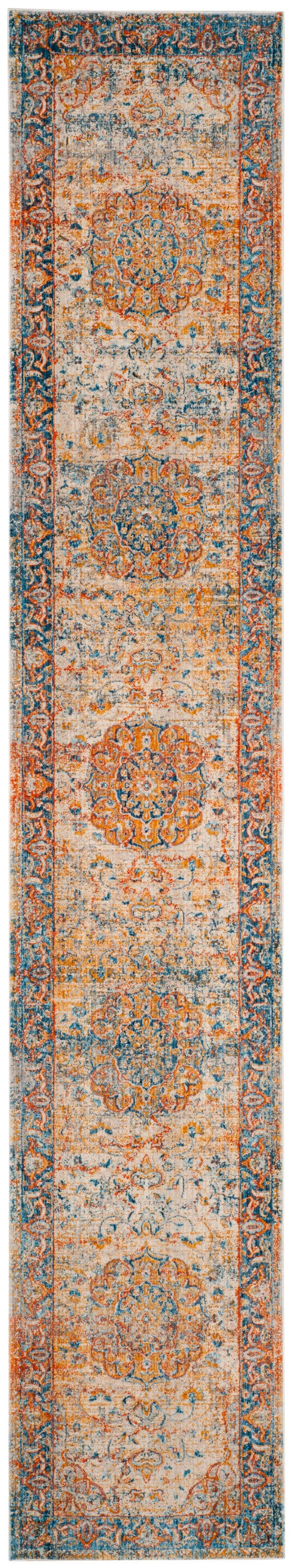 Safavieh VTP435B-214 Vintage Persian Pasha 2 x 14 (ft) Loomed Polyester Blue/Multi Rectangular Indoor Distressed/Overdyed Vintage Runner rug