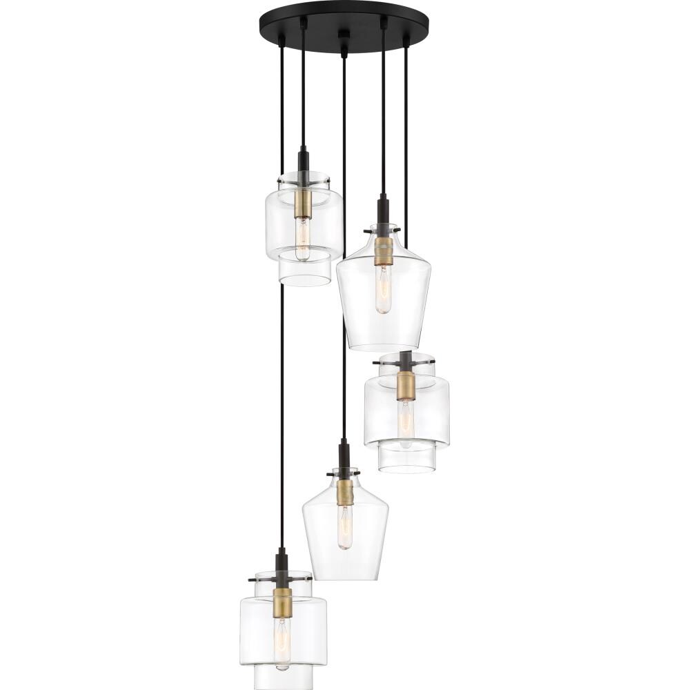 Quoizel Naomi 5-Light Earth Black Transitional Clear Glass Cylinder ...