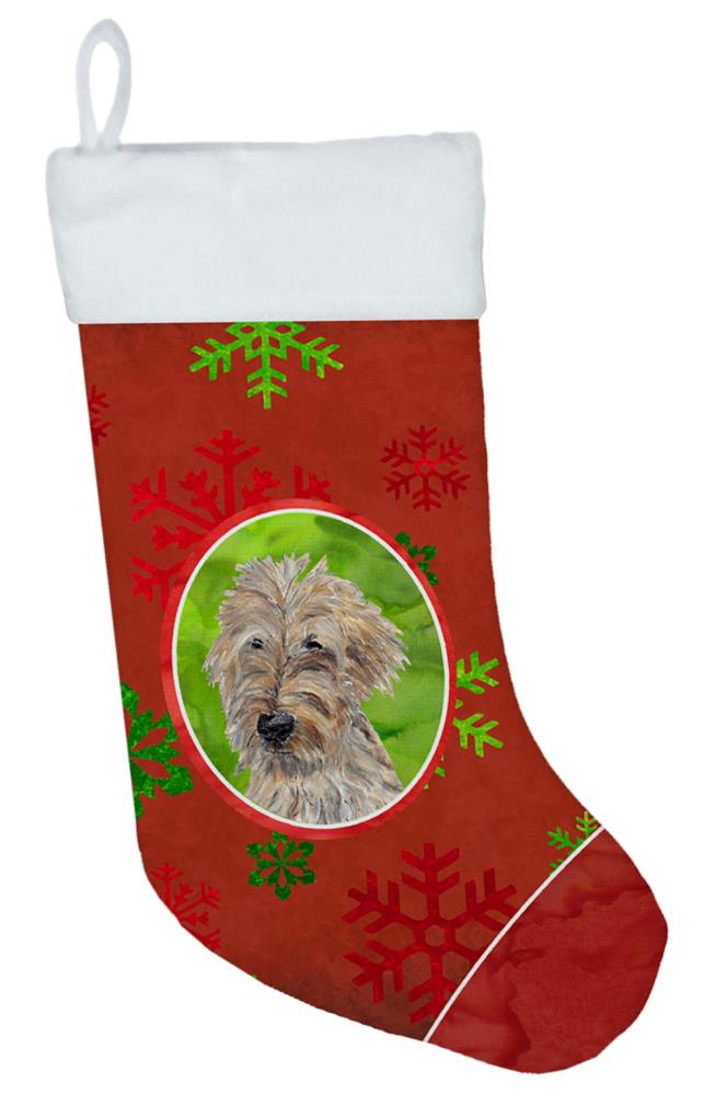 Caroline's Treasures SC9591-CS Golden Doodle Red Snowflakes Holiday Christmas Stocking