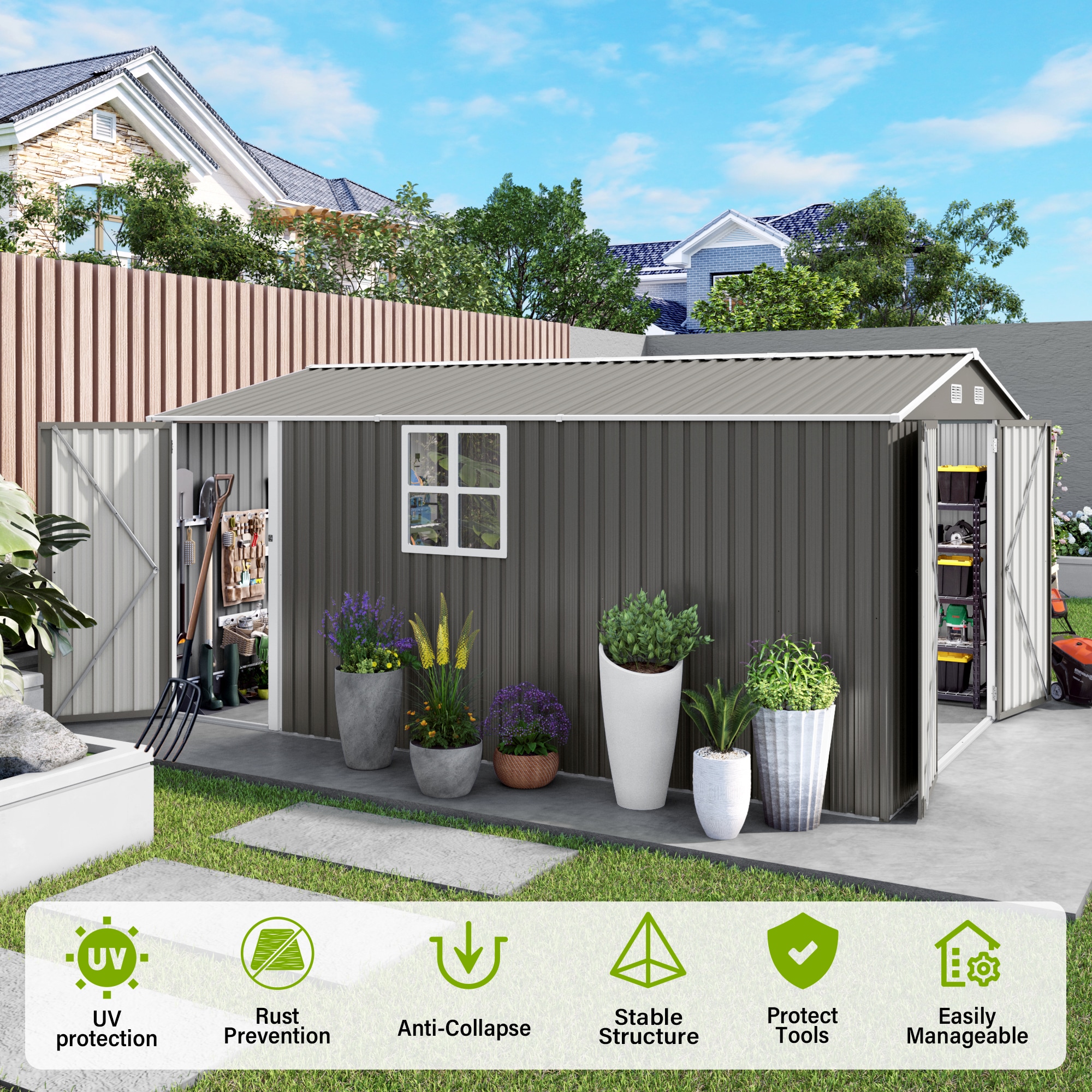 Wooakway FXLS0609-604A90 Metal-Storage-Buildings-Sheds - View #7