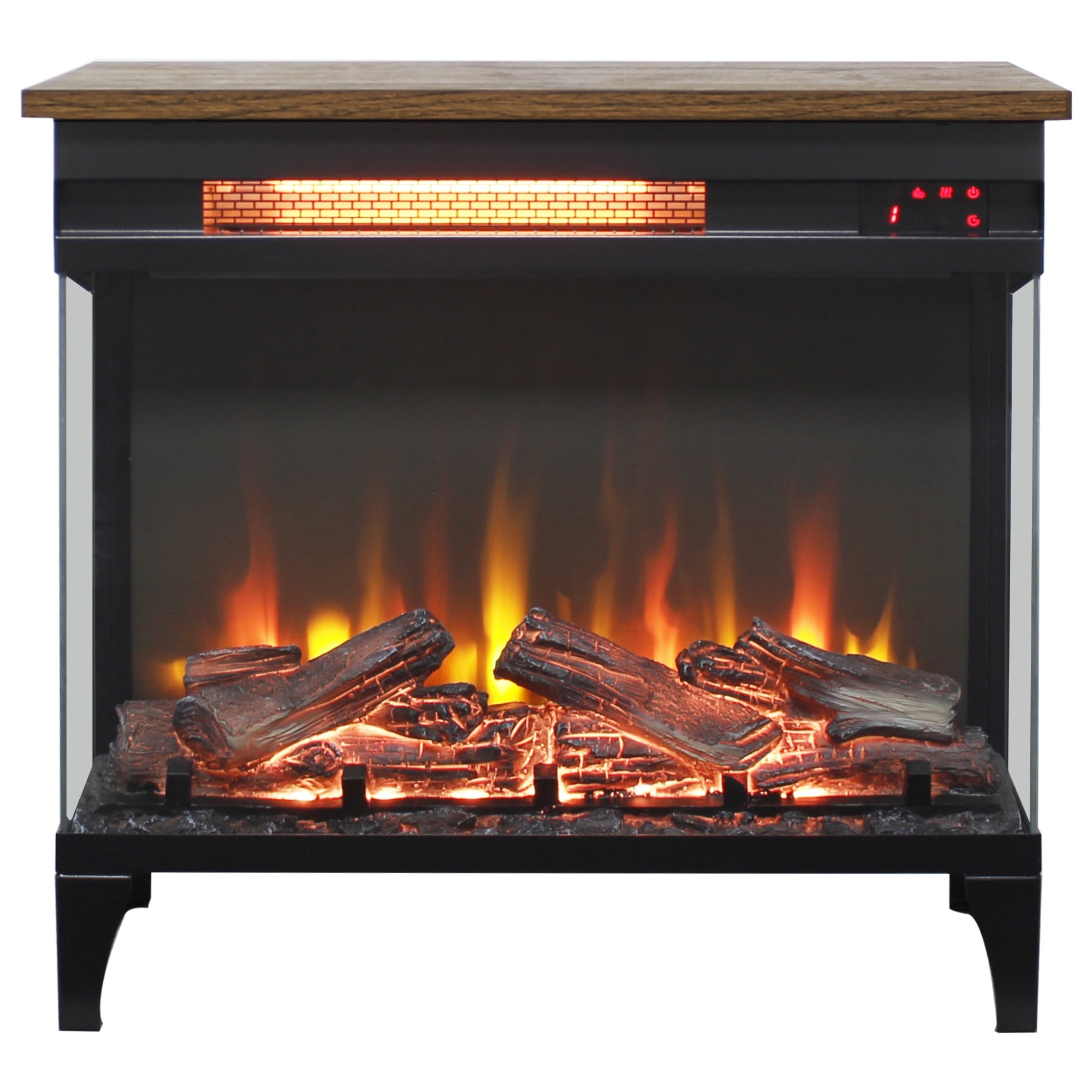 Dimakai DK-W1769P264255 24-in W Black Free standing Infrared quartz Corner Electric Fireplace with Remote Control Included