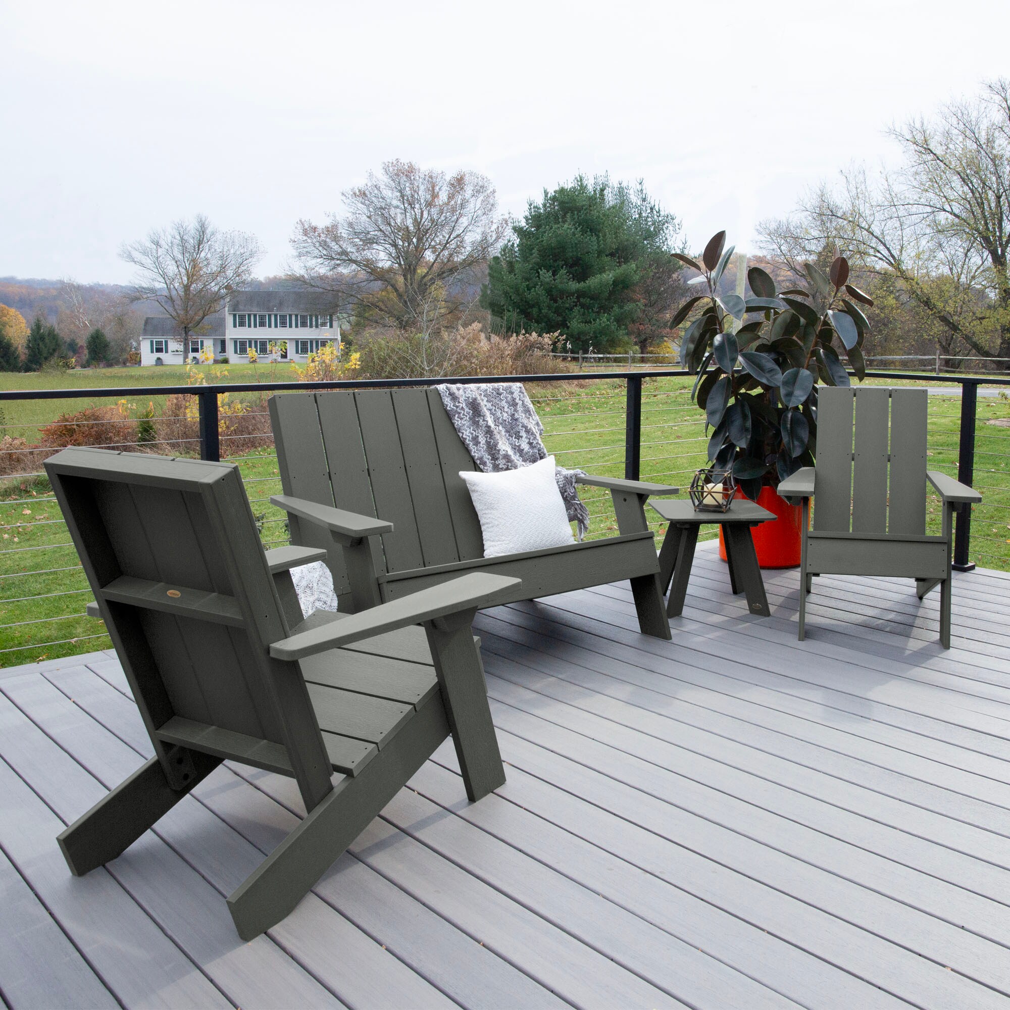 Italica Modern Coastal Teak 4-Person Adirondack Conversation Set