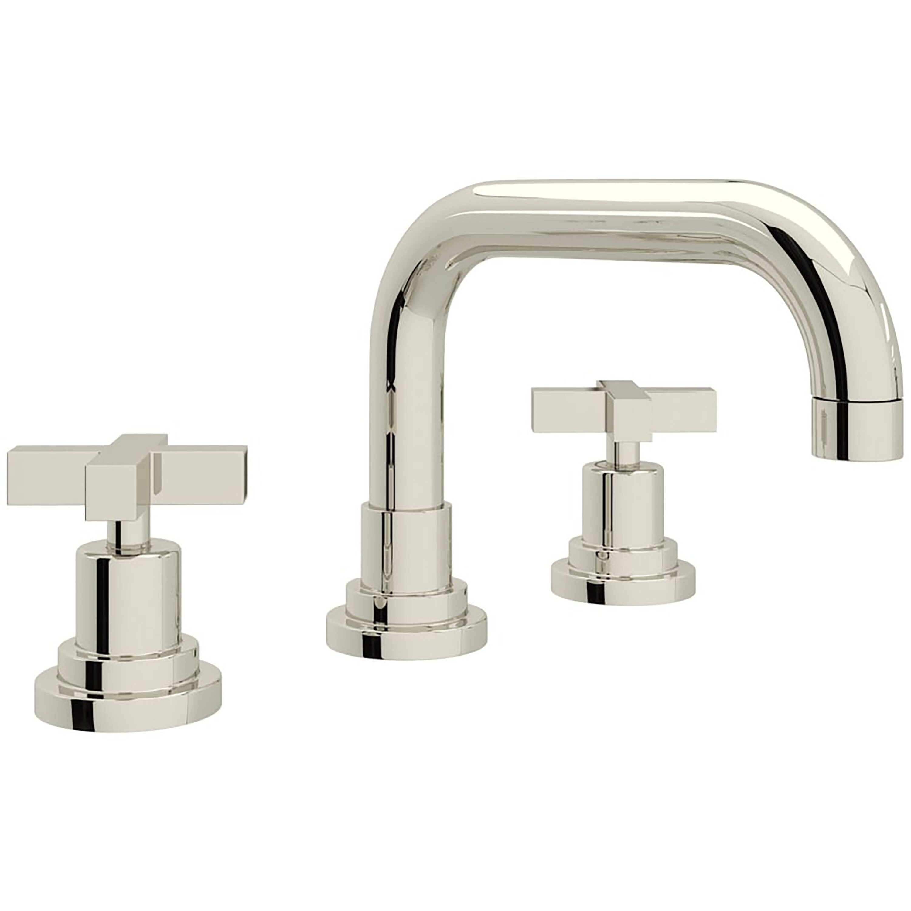 Rohl A2218XMPN-2 Polished Nickel Widespread 2-handle Low-arc Residential Handle Bathroom Sink Faucet with Drain