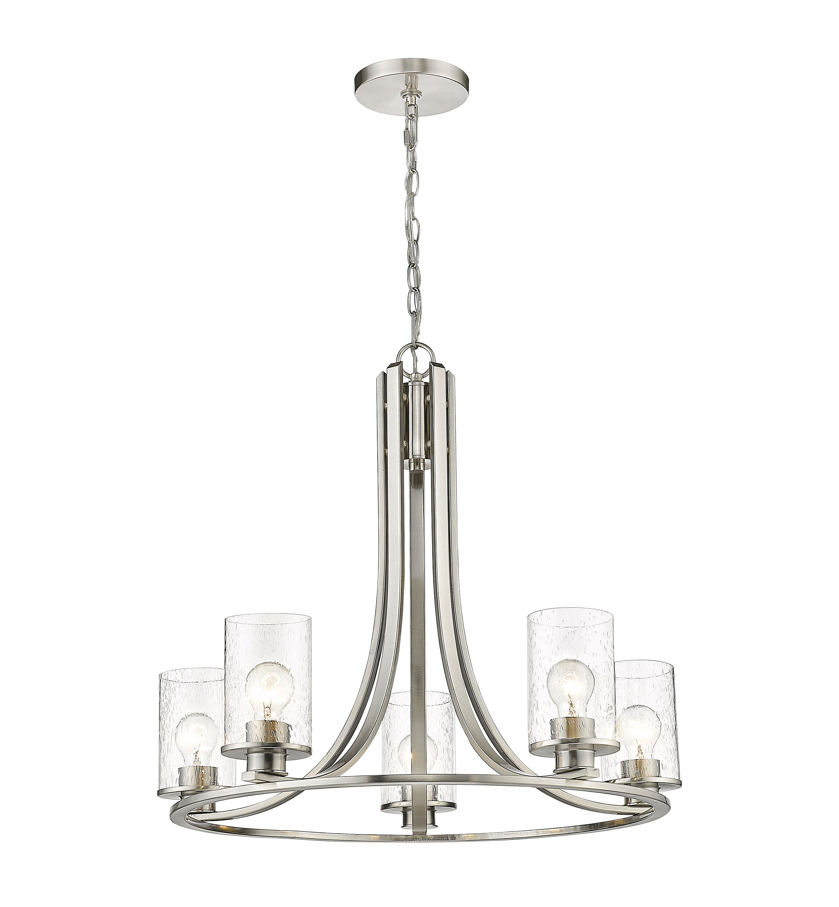 Z-Lite 492-5BN Beckett 5 -Light Brushed Nickel Modern/contemporary For Use in Dining Rooms, Foyers, Kitchens, Living Rooms Chandelier